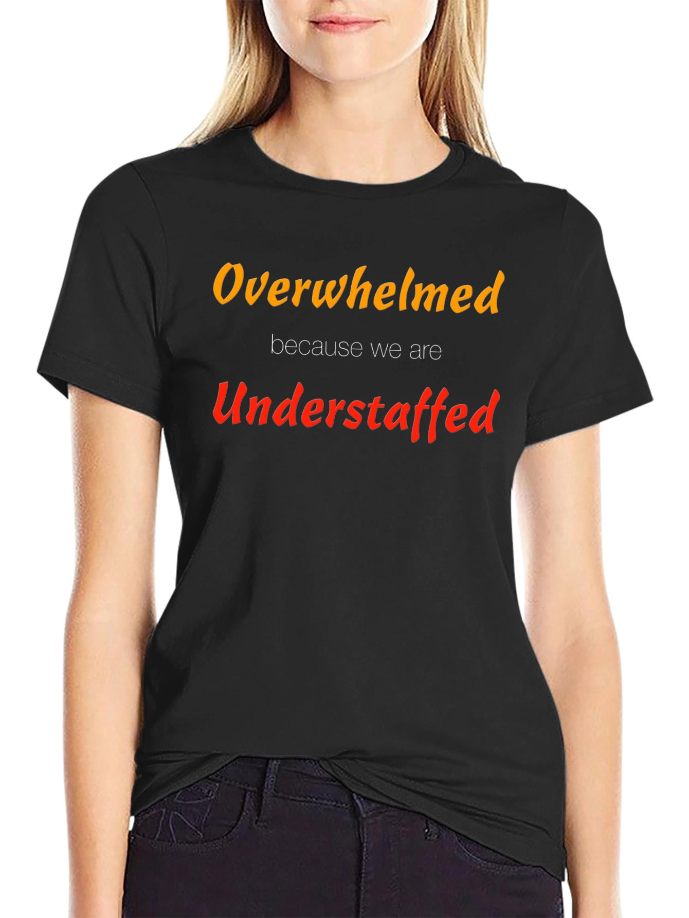 Overwhelmed Understaffed Graphic Tee - Black