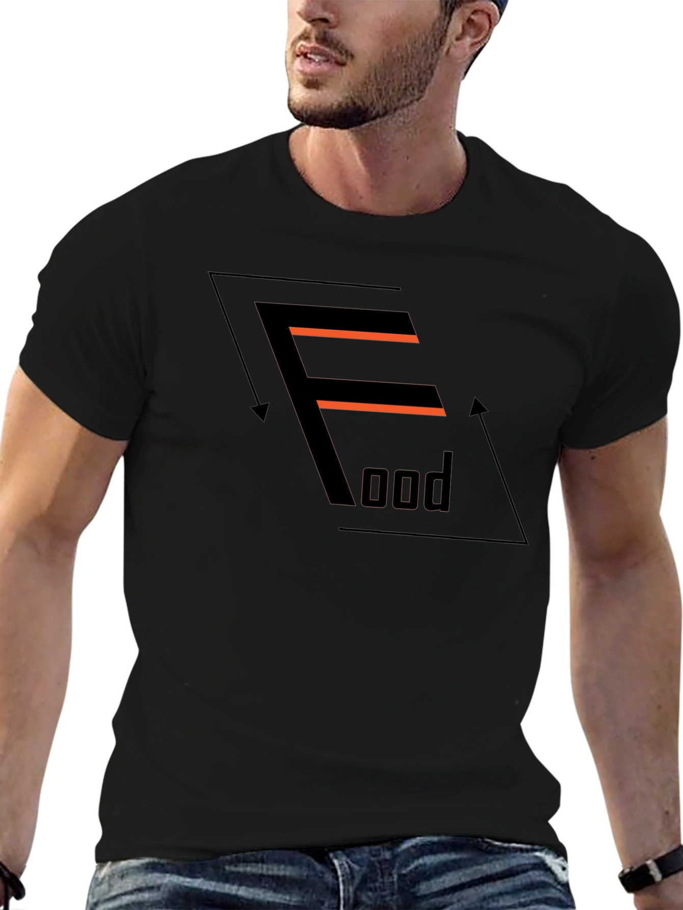 Graphic Print Black T-Shirt - Food Design