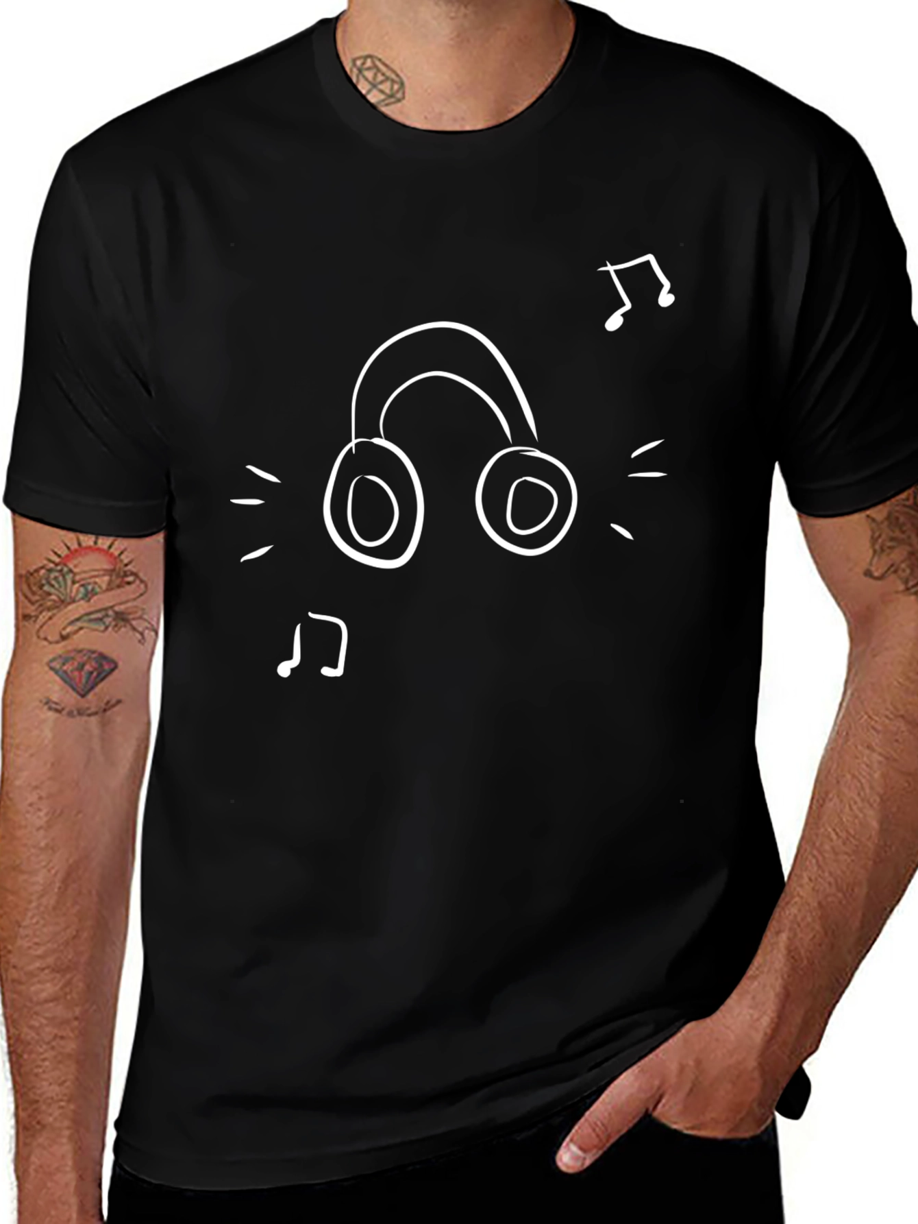 Music Lovers Tee: Headphone & Note Graphic T-Shirt