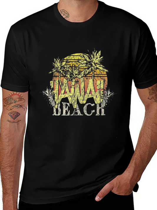 Vintage Lanai Beach Graphic T-Shirt - Black