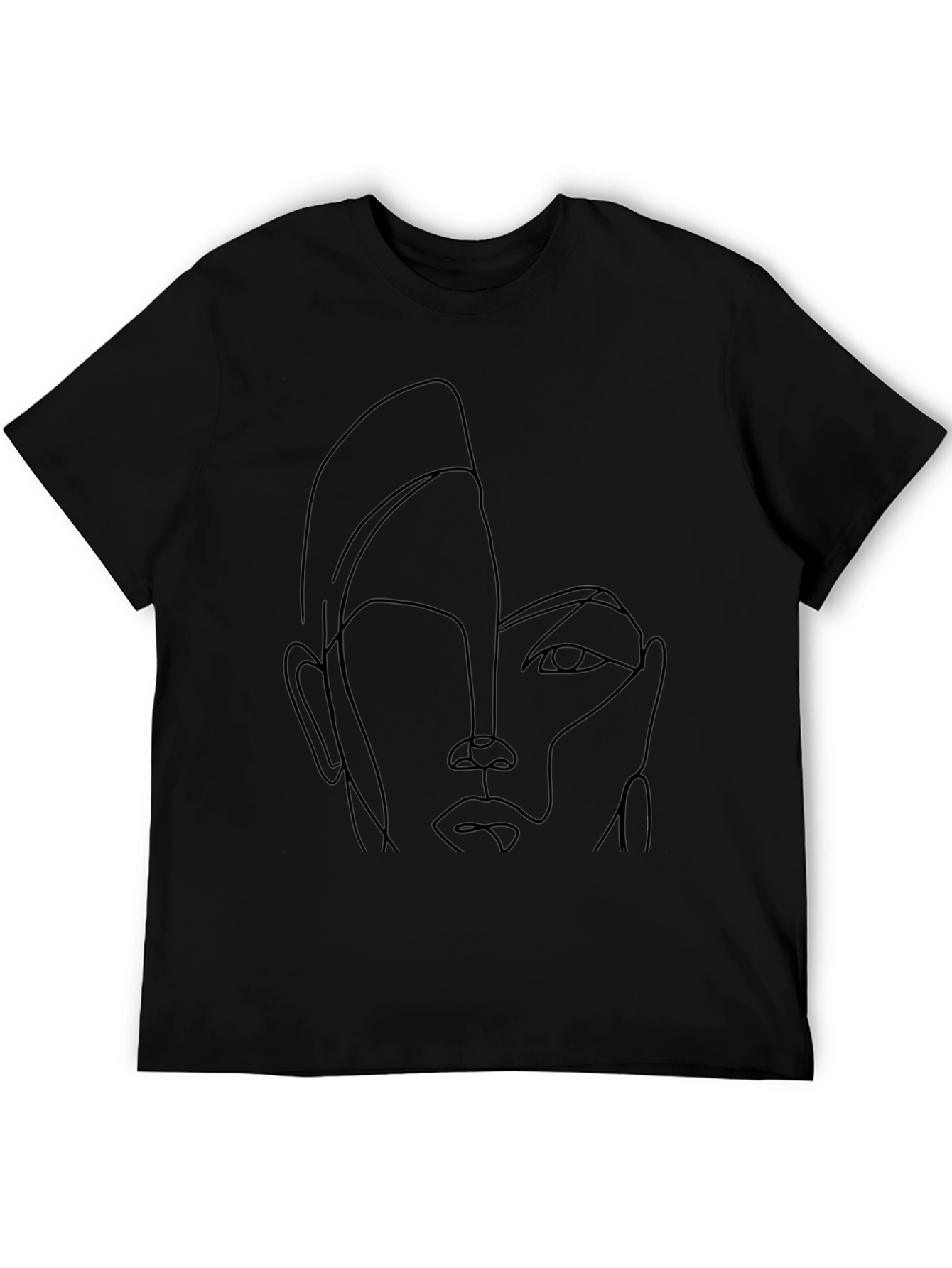 Abstract Face Line Art Black Graphic Tee