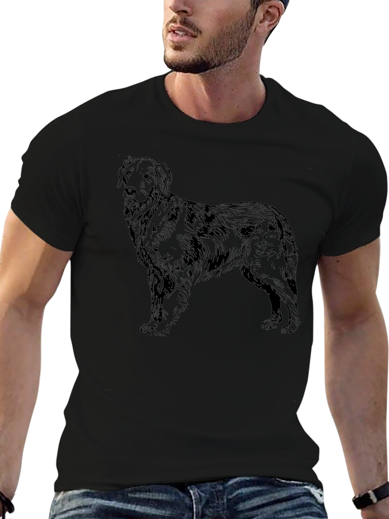 Black Dog Sketch Graphic Tee - Casual Style