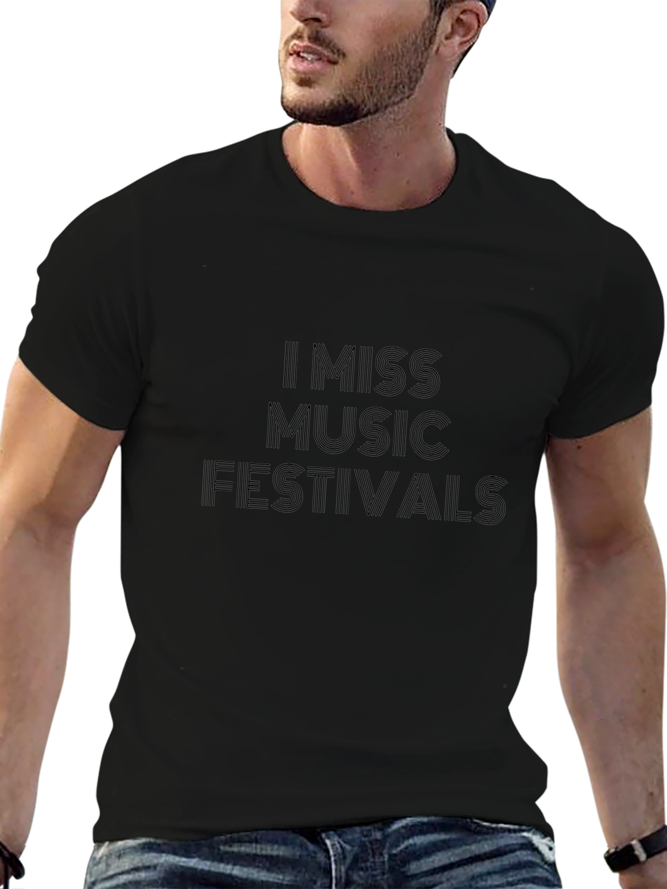 I Miss Music Festivals Black Tee