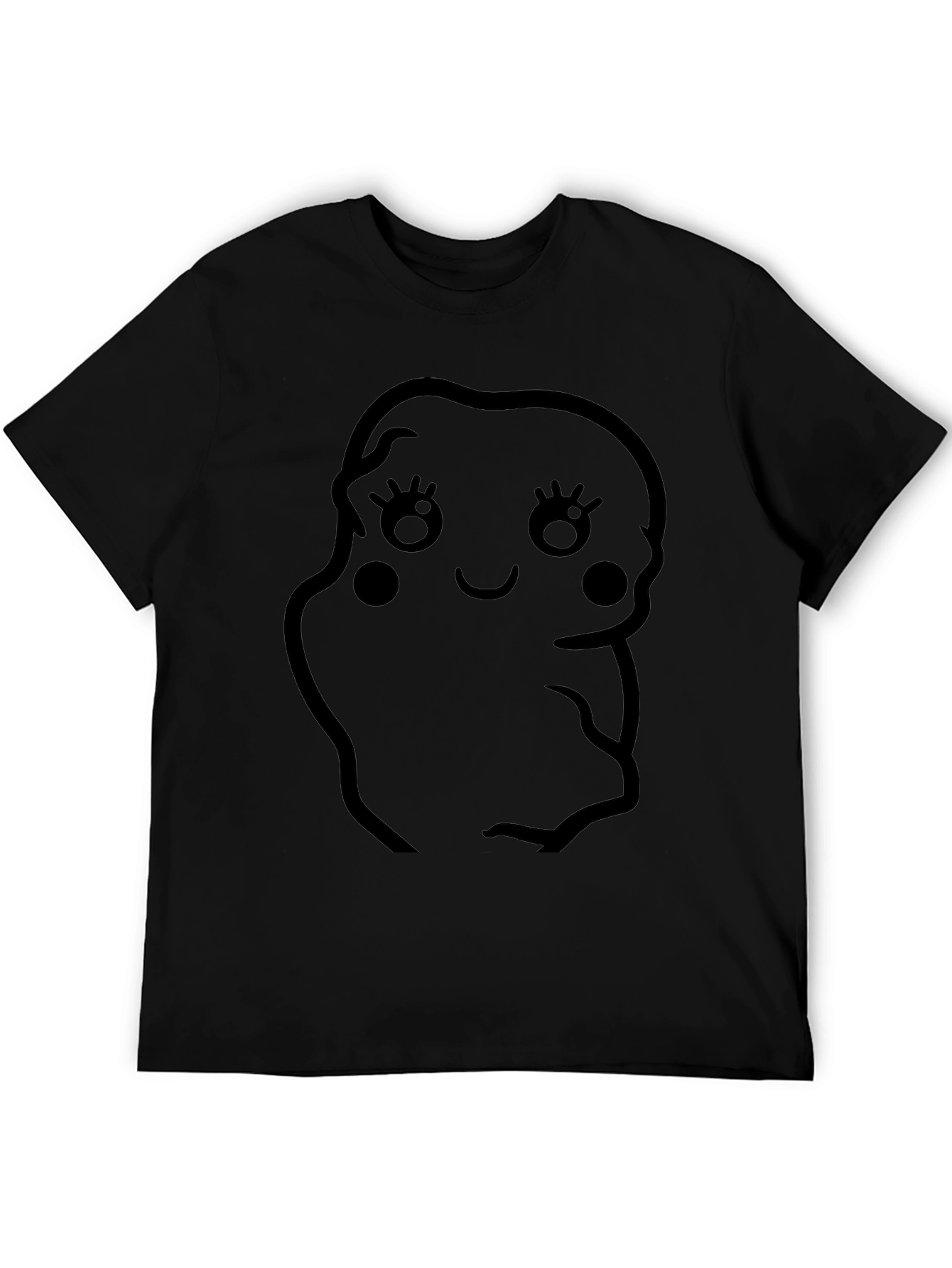 Cute Potato Character Black T-Shirt