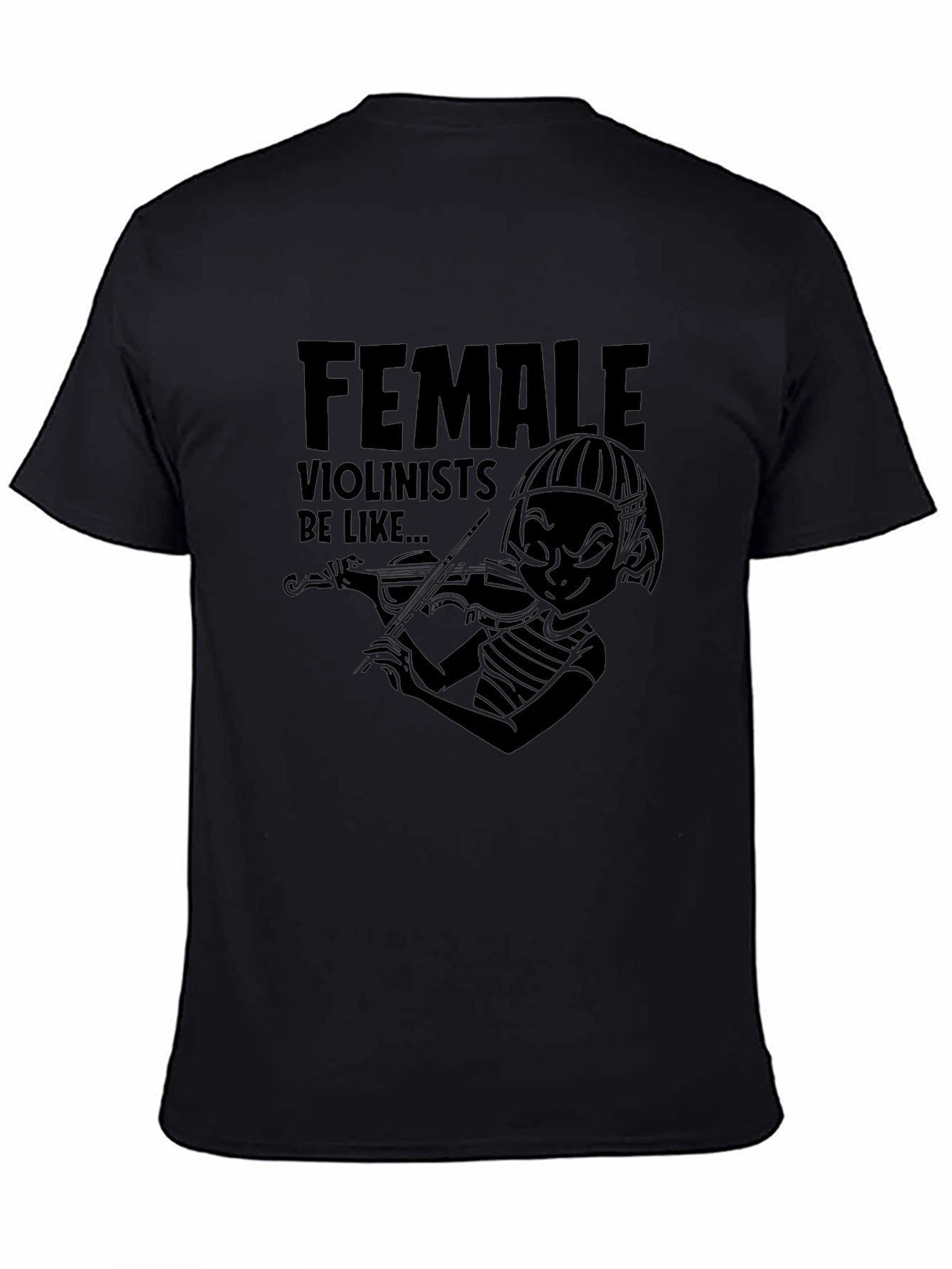 Female Violinist Black T-Shirt - Music Lover Tee