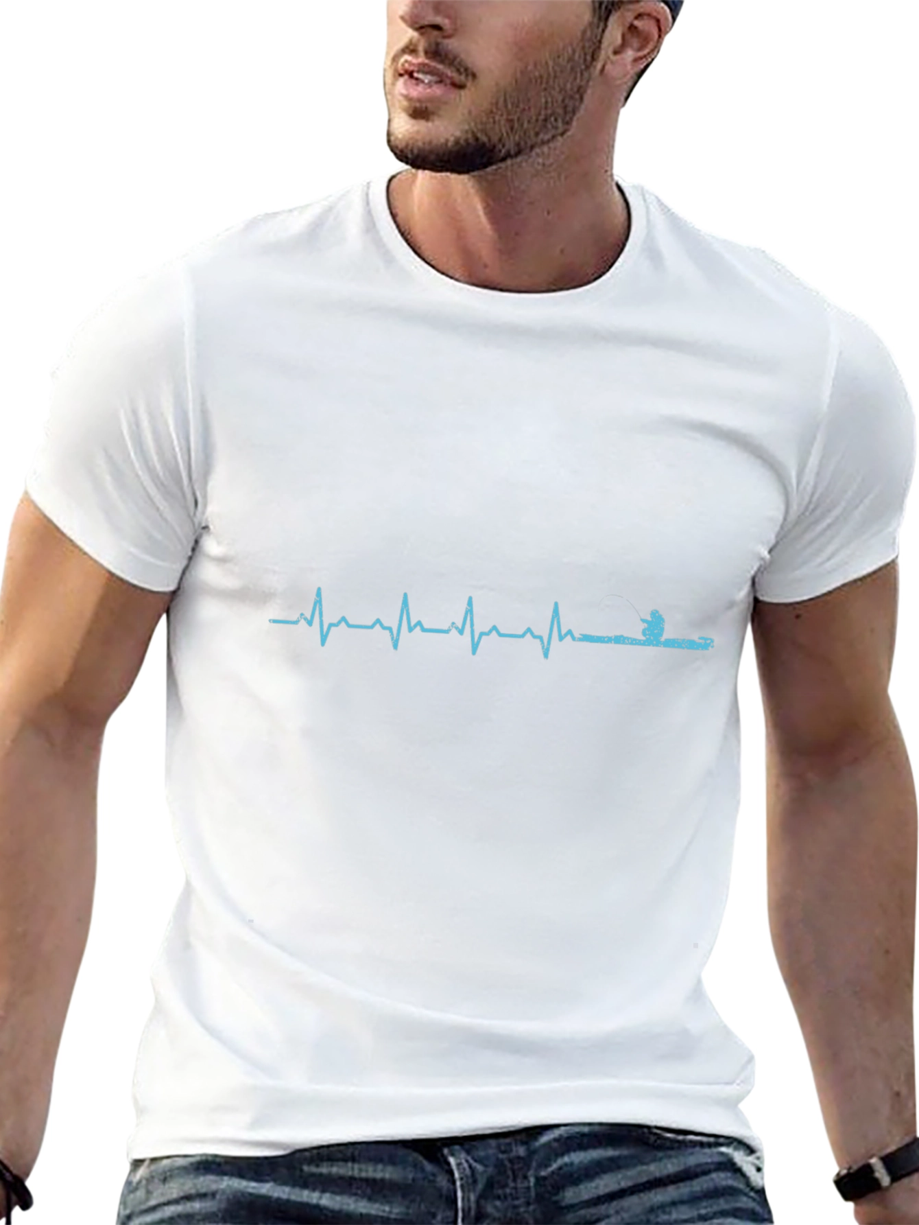 Fishing Heartbeat T-Shirt - Black Graphic Tee