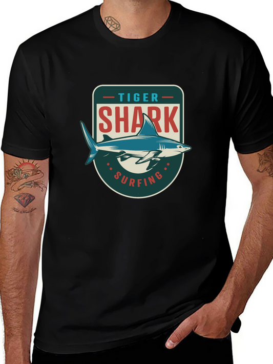 Tiger Shark Surfing Graphic T-Shirt