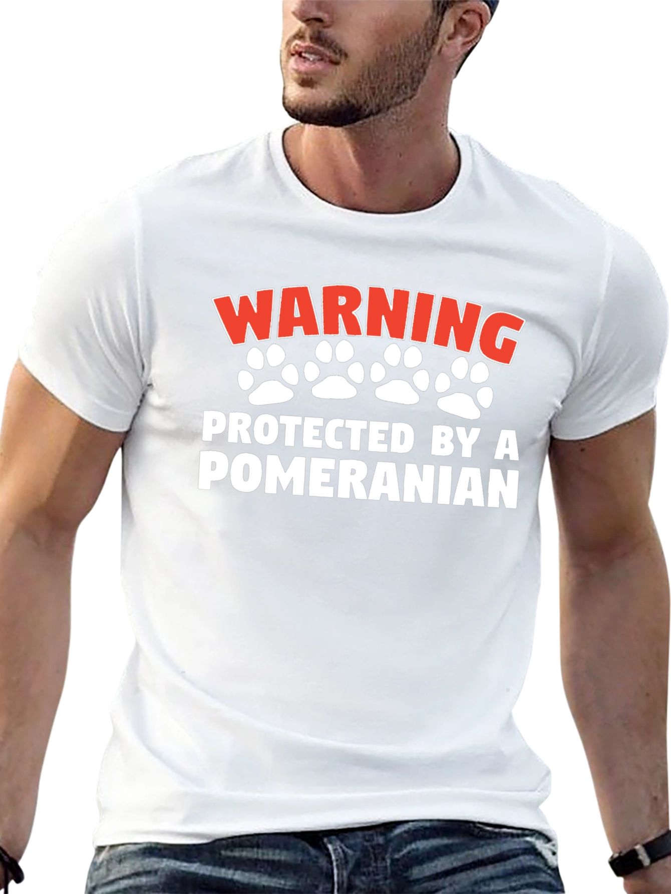 Warning Protected By Pomeranian Graphic Tee