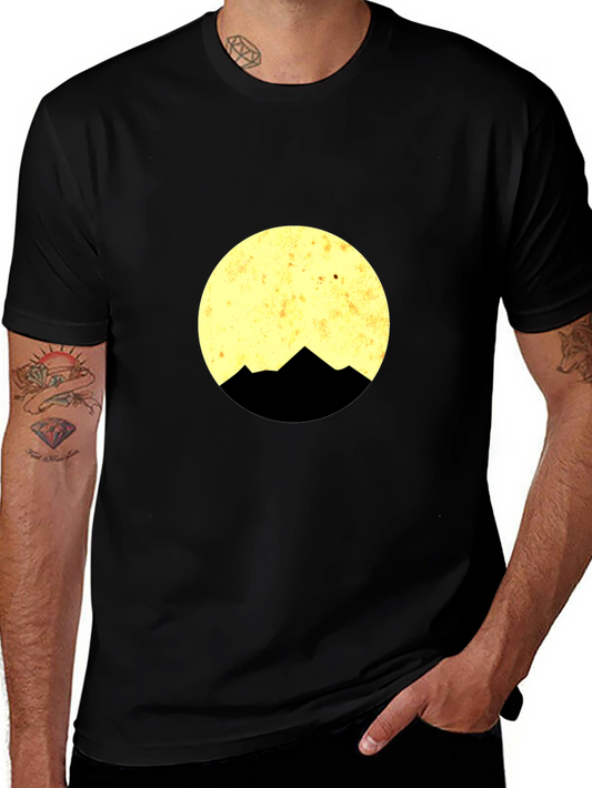Mountain Moon Graphic Tee - Black Cotton