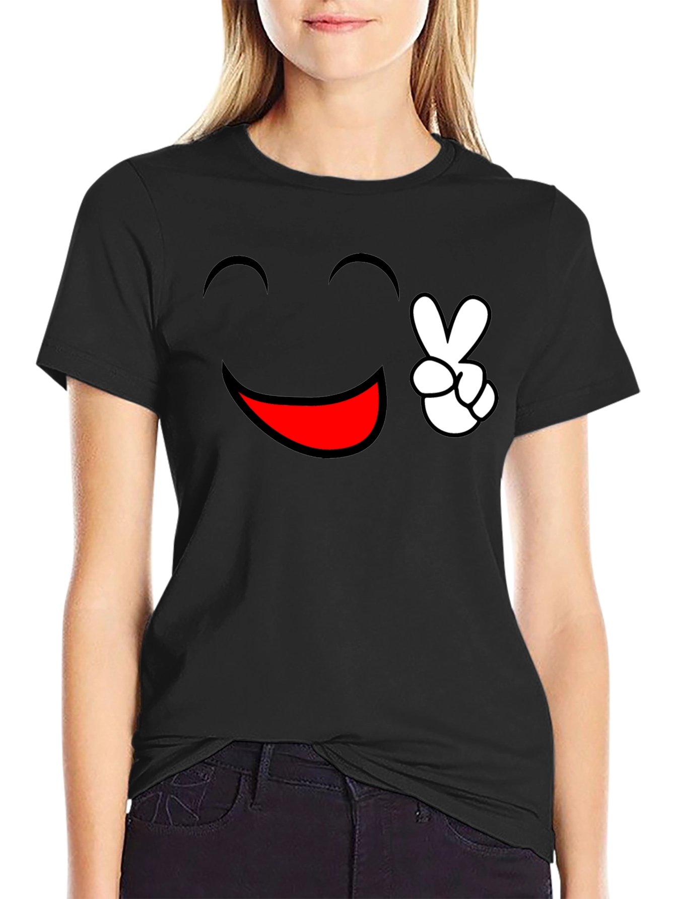 Peace and Happiness Graphic Tee - Black