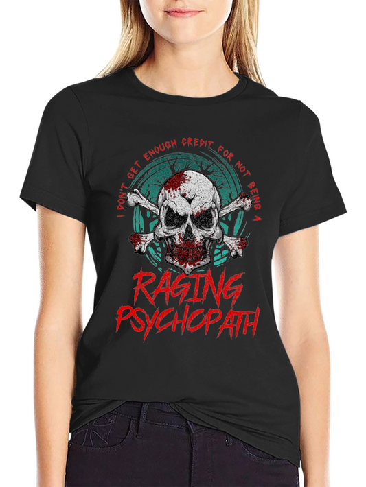 Raging Psychopath Skull Graphic T-Shirt