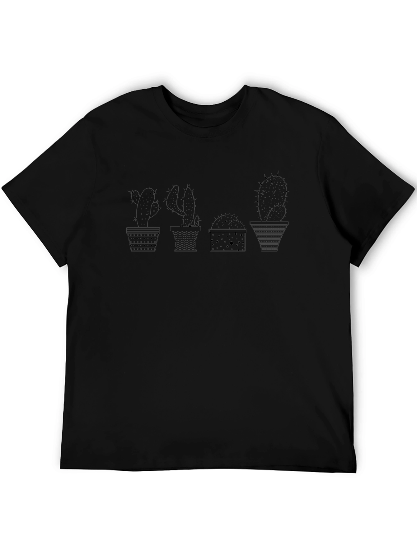 Cactus Potted Plant Graphic Tee - Black