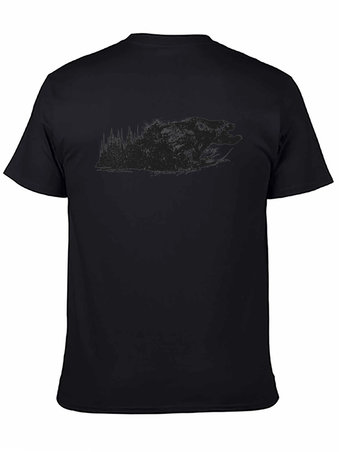 Mens Black Graphic T-Shirt - Bear Silhouette Design
