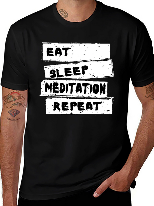 Eat Sleep Meditation Repeat Black T-Shirt