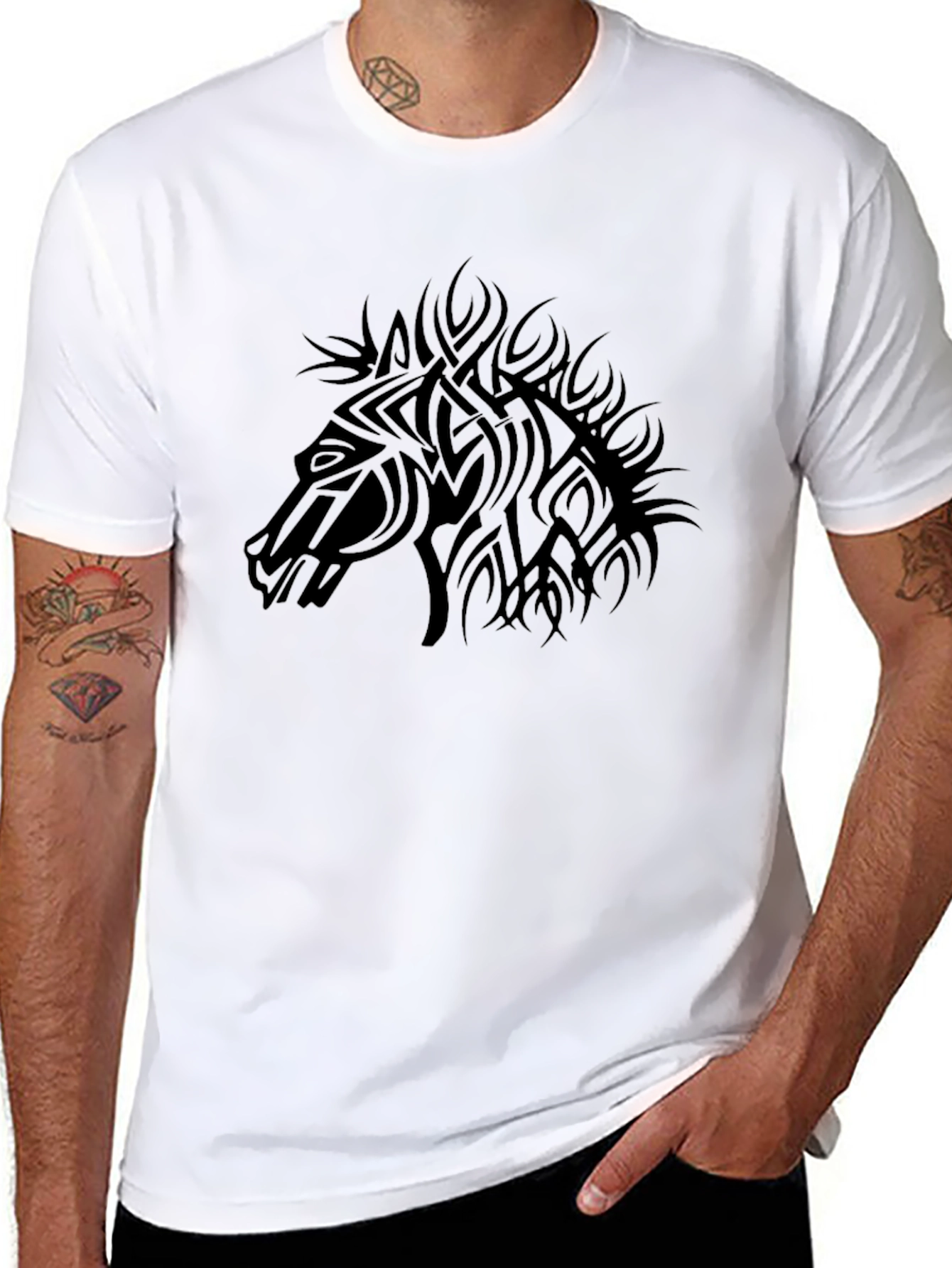 Mens Black Horse Graphic Tee