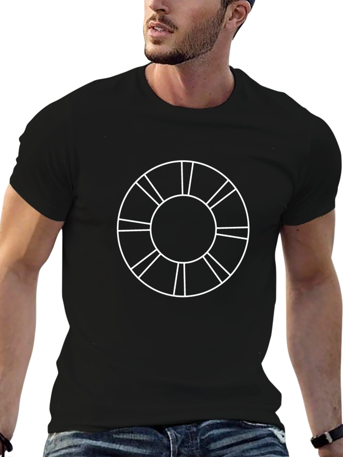 Abstract Circle Design Black T-Shirt