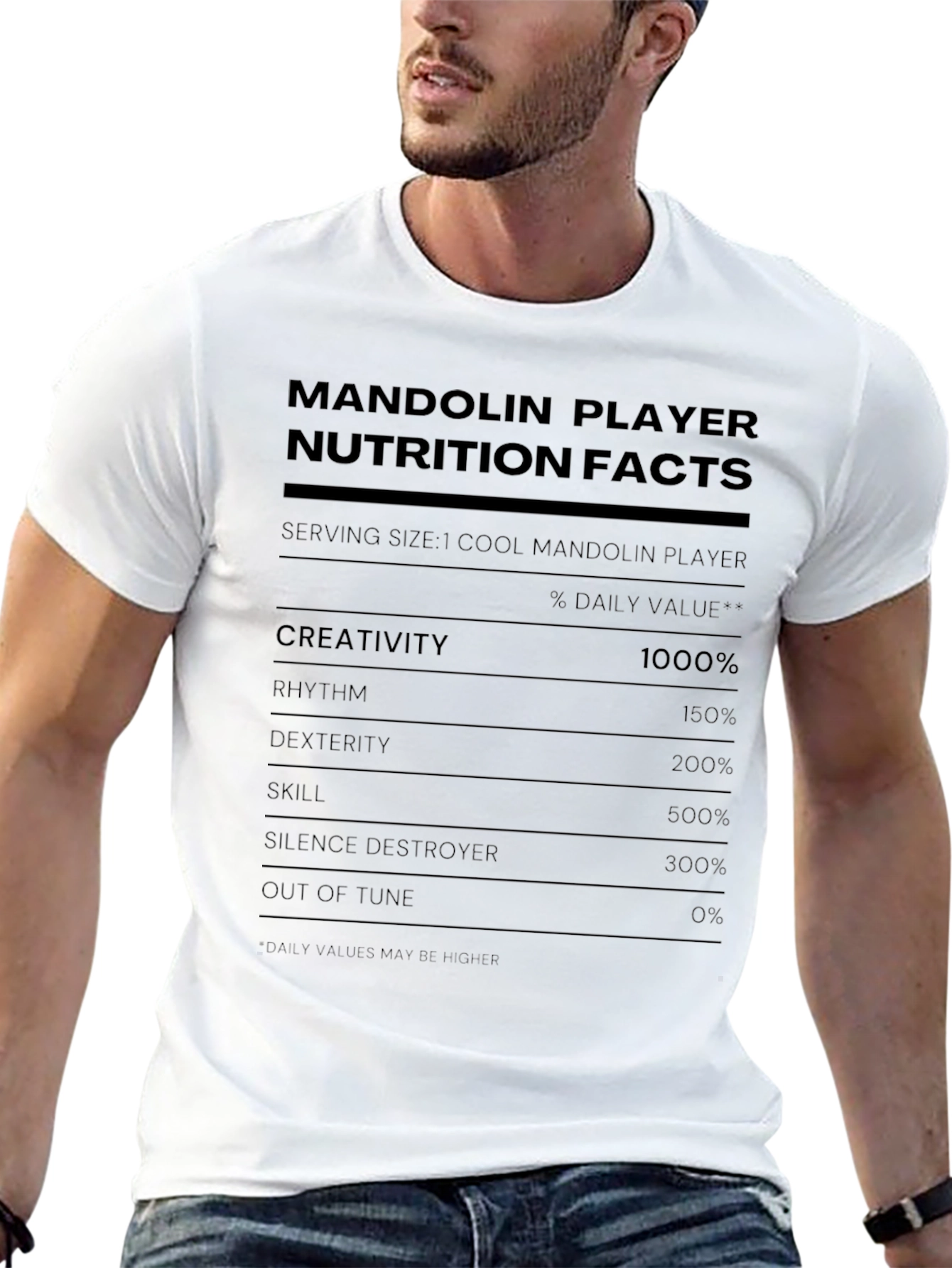 Mandolin Player Nutrition Facts Graphic T-Shirt