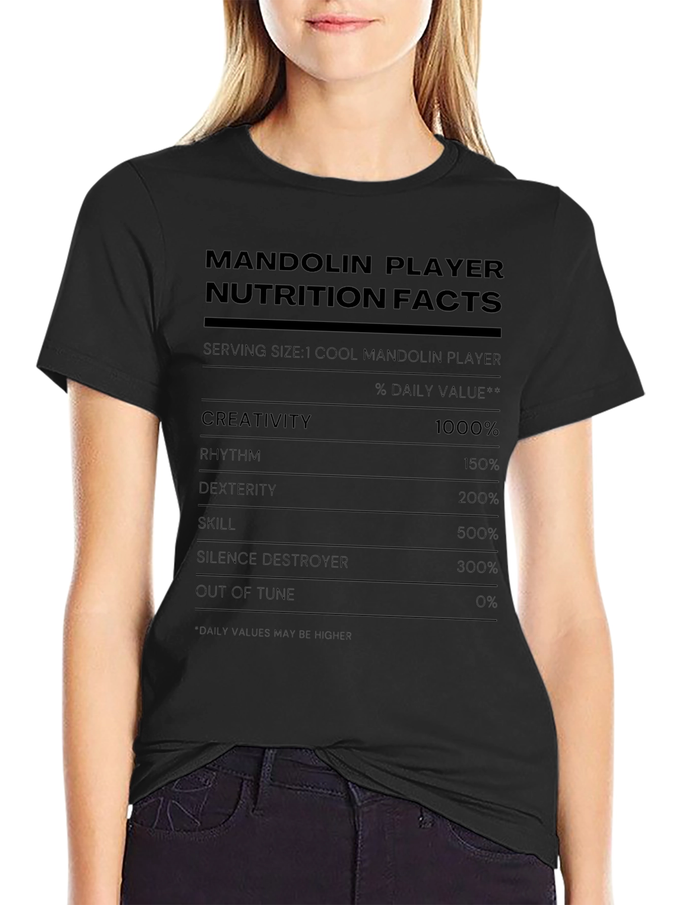 Mandolin Player Nutrition Facts Graphic T-Shirt