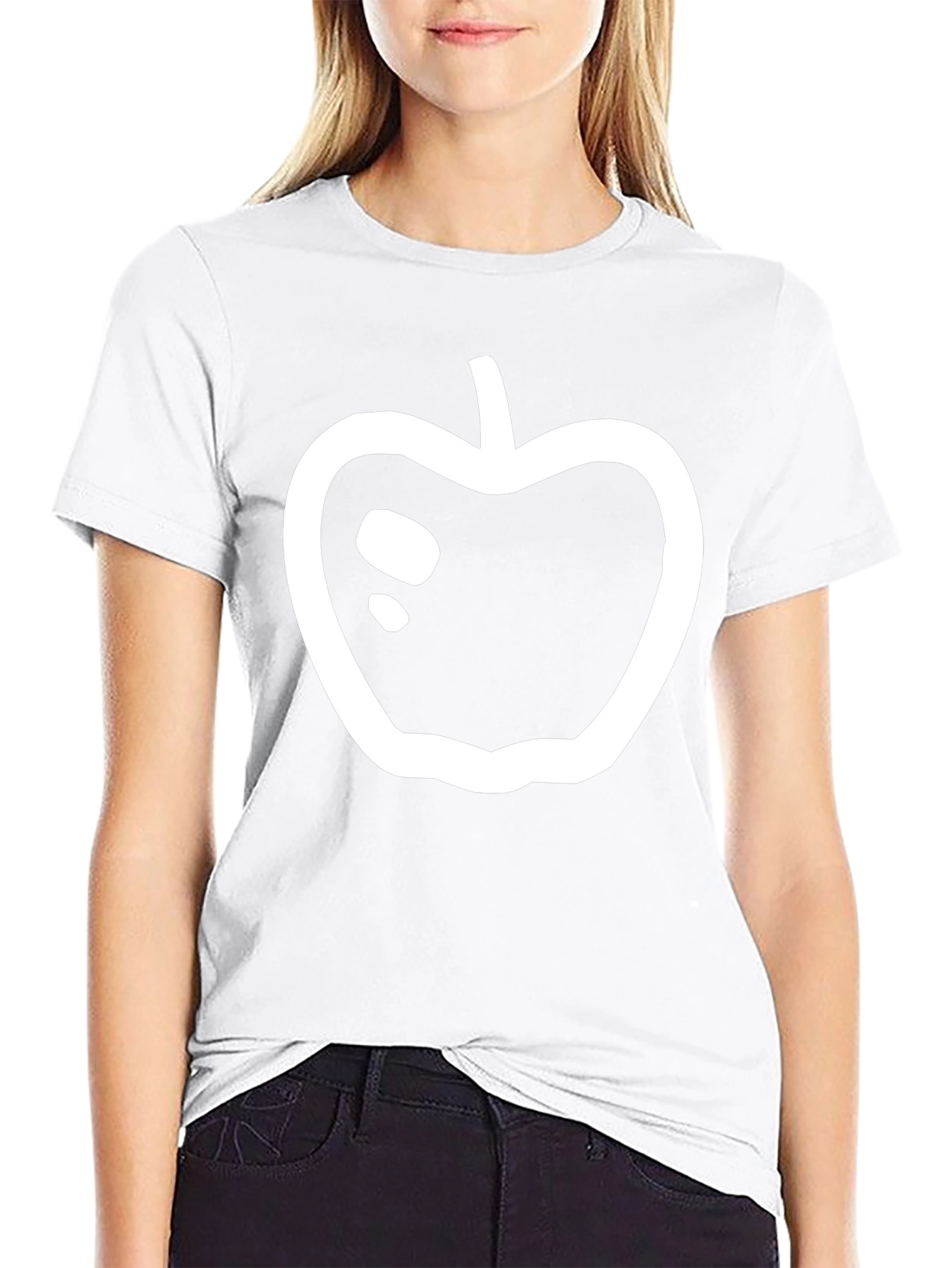 Black T-Shirt with Apple Graphic