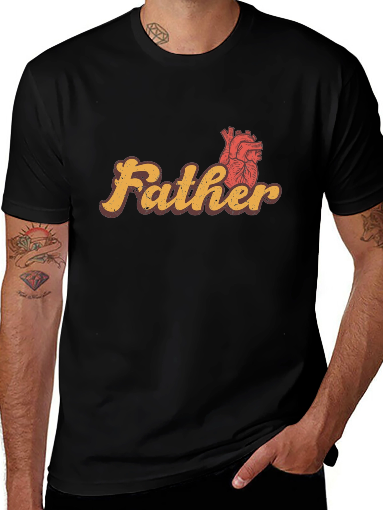 Father Heart Graphic Tee - Stylish Dad Gift