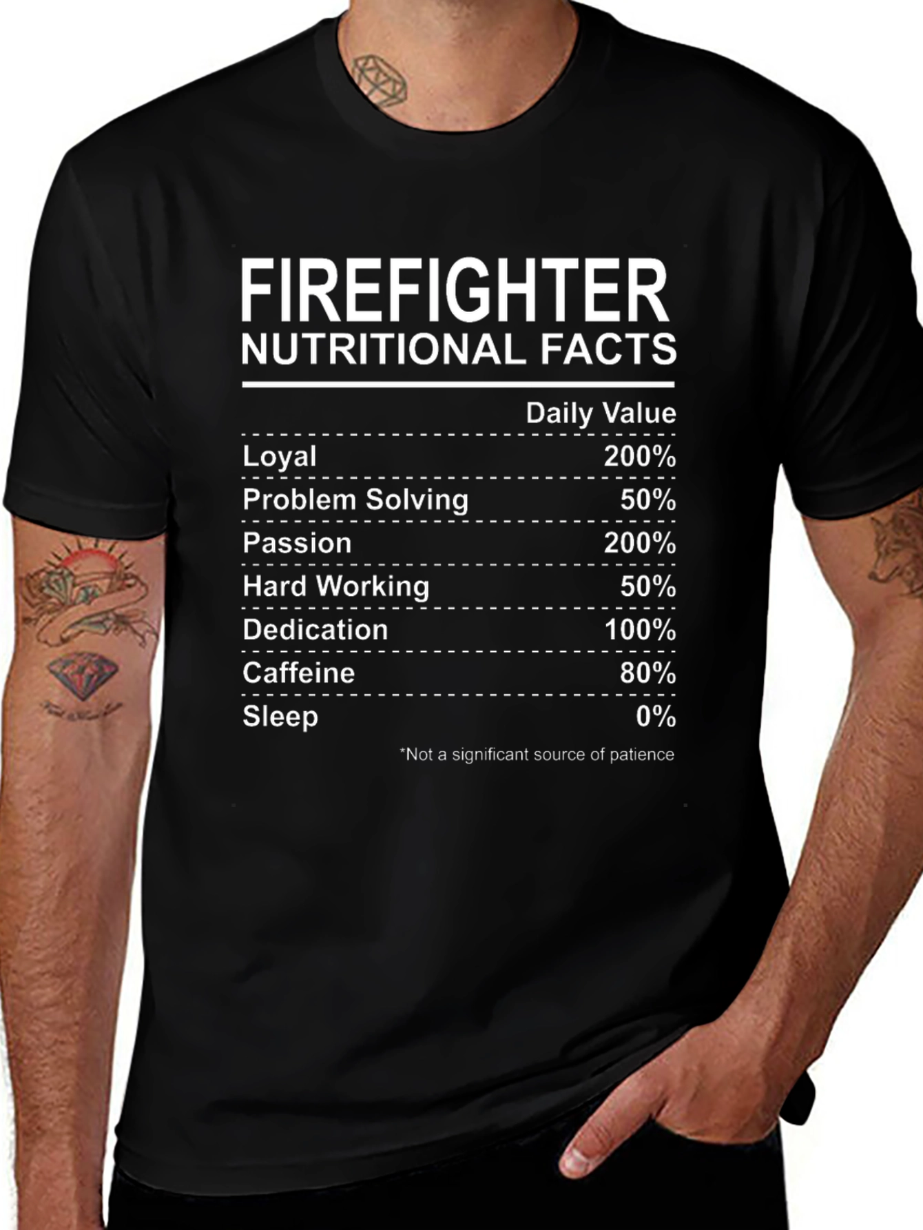 Firefighter Nutritional Facts Graphic T-Shirt