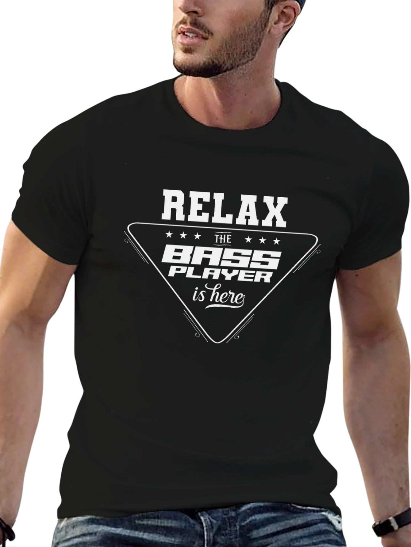 Relax Bass Player T-Shirt - Black Graphic Tee