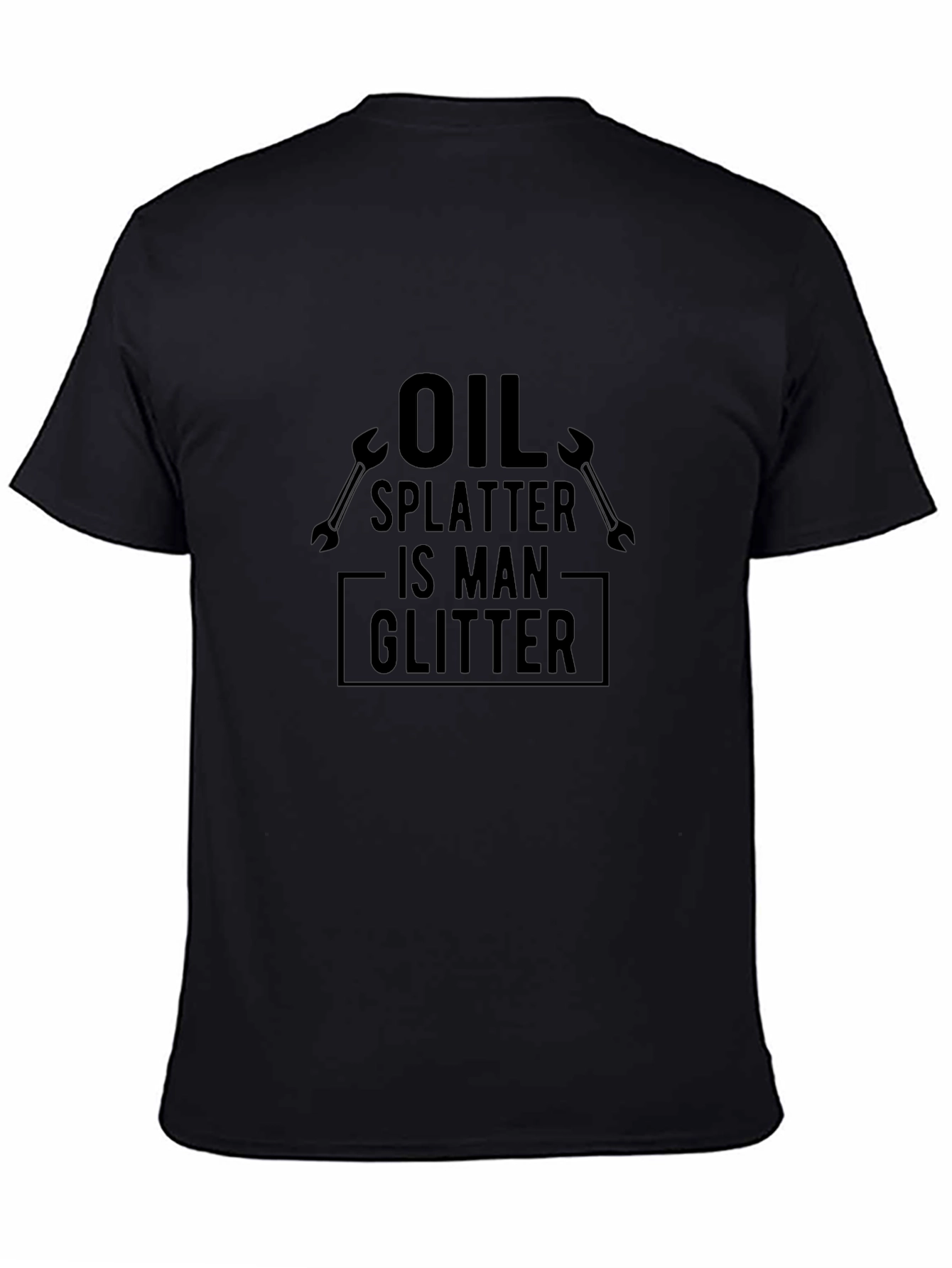 Oil Splatter Man Glitter Black Graphic T-Shirt