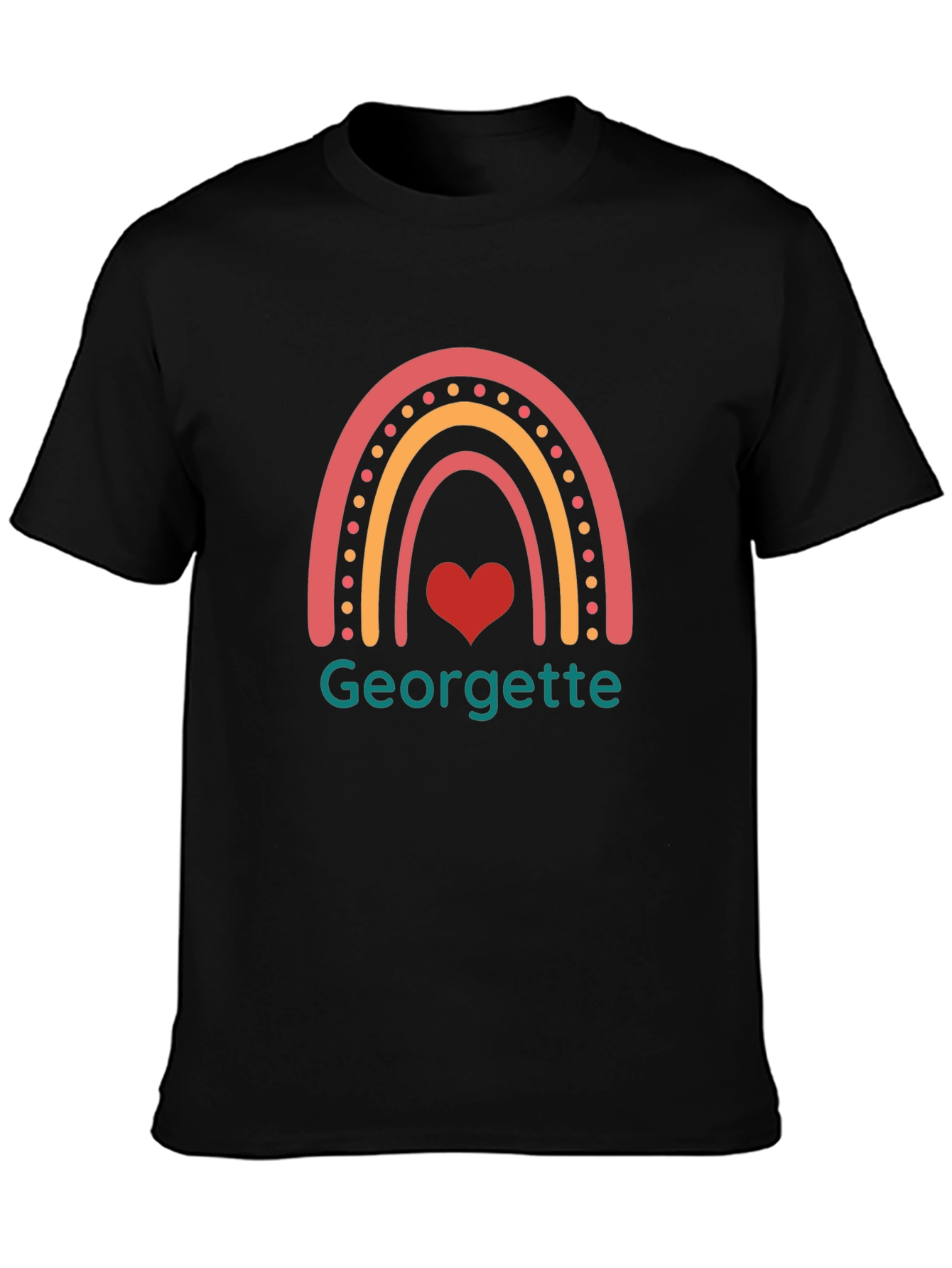 Georgette Rainbow Heart T-Shirt - Black
