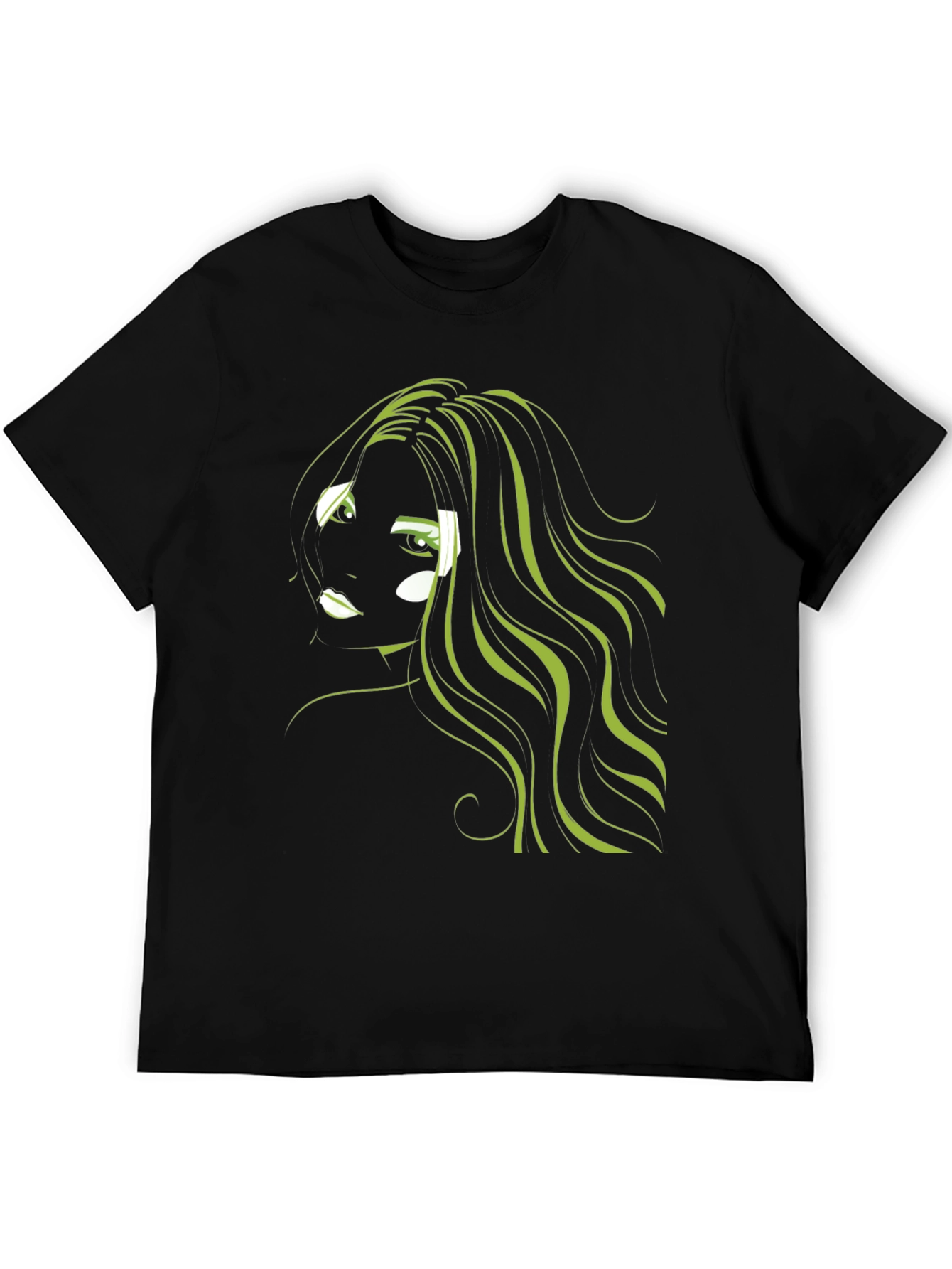 Graphic T-Shirt: Green Hair Anime Style