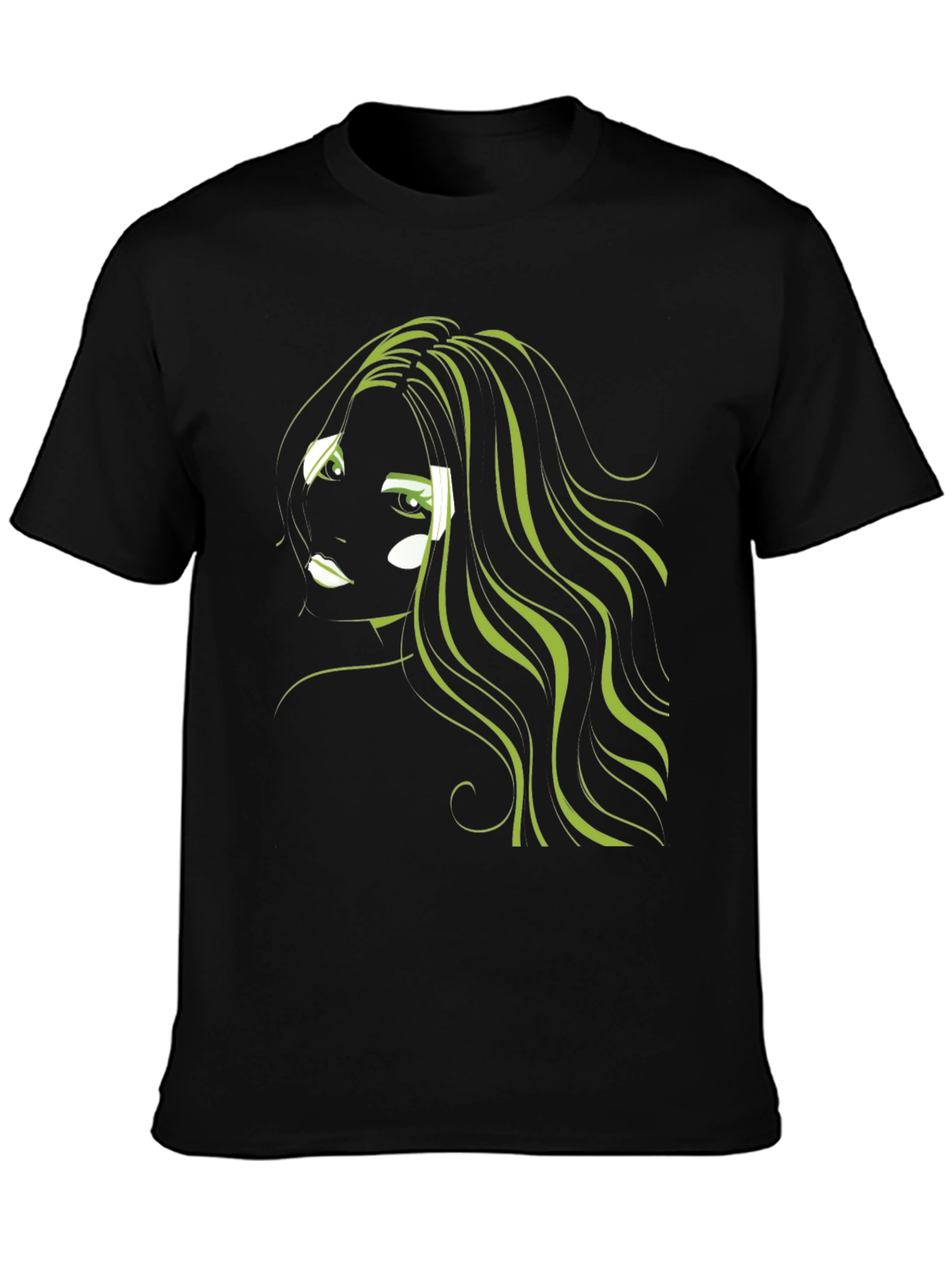 Graphic T-Shirt: Green Hair Anime Style