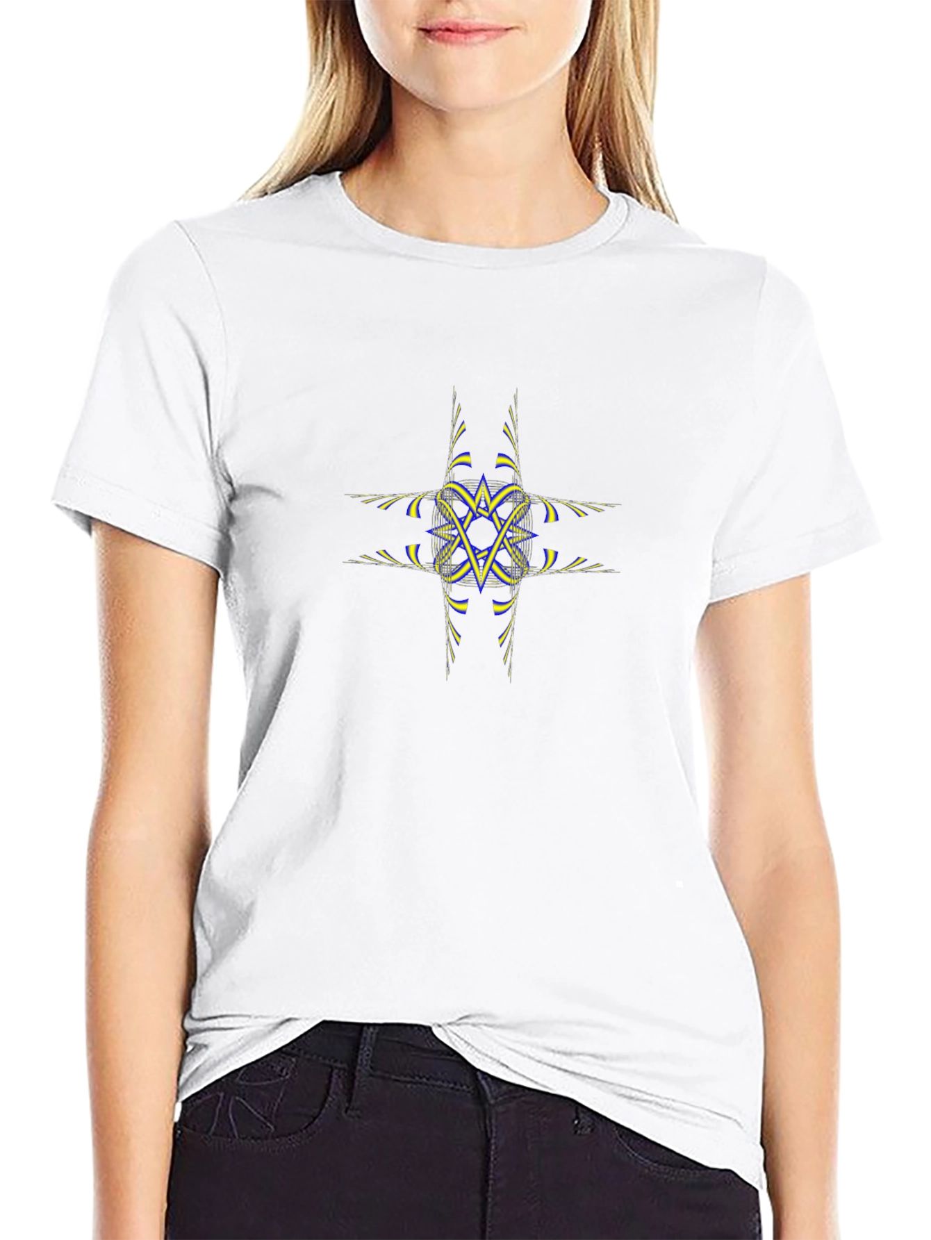 Abstract Star Graphic Tee - Black Cotton Shirt
