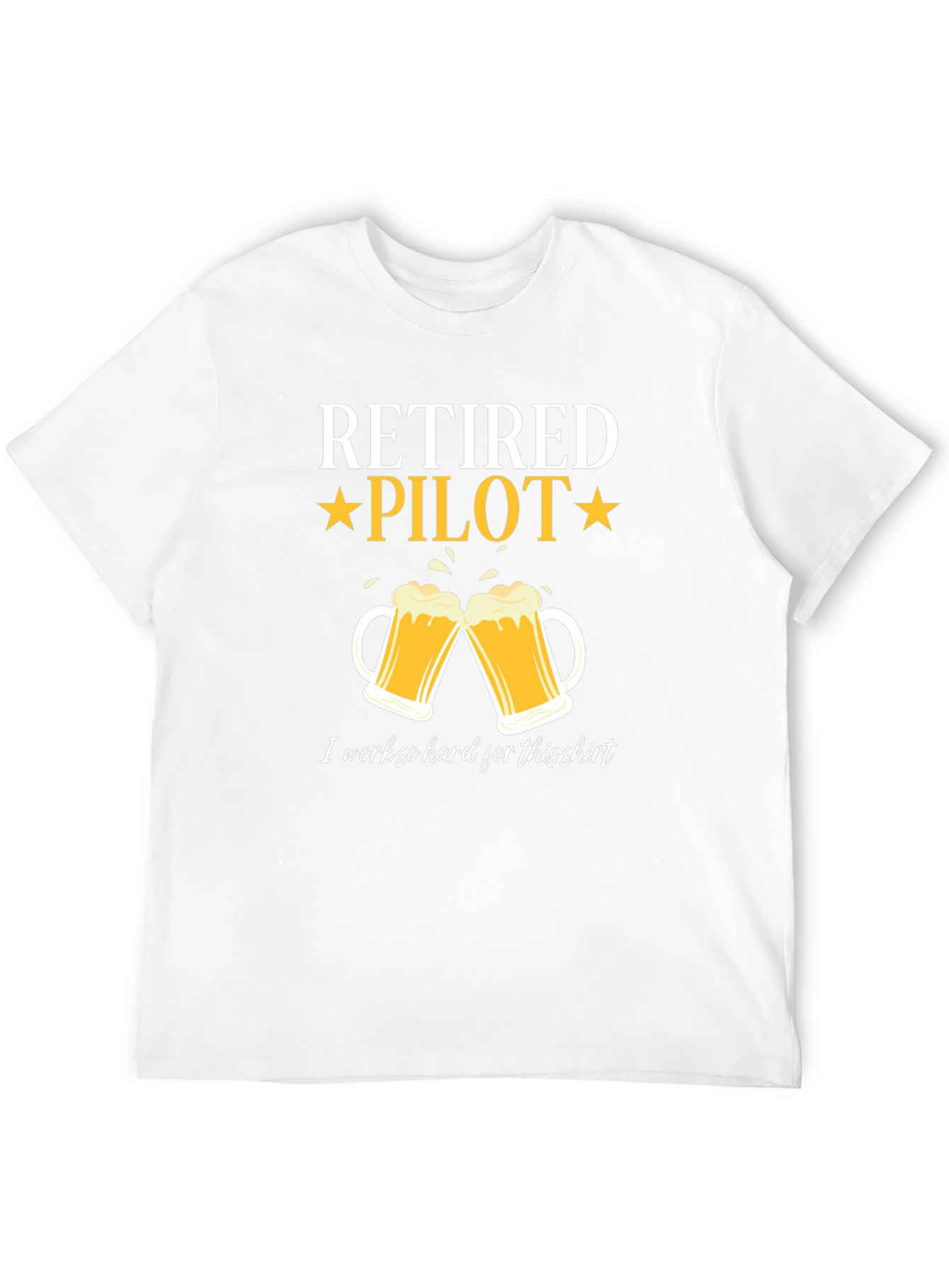 Retired Pilot Beer Mug Graphic T-Shirt