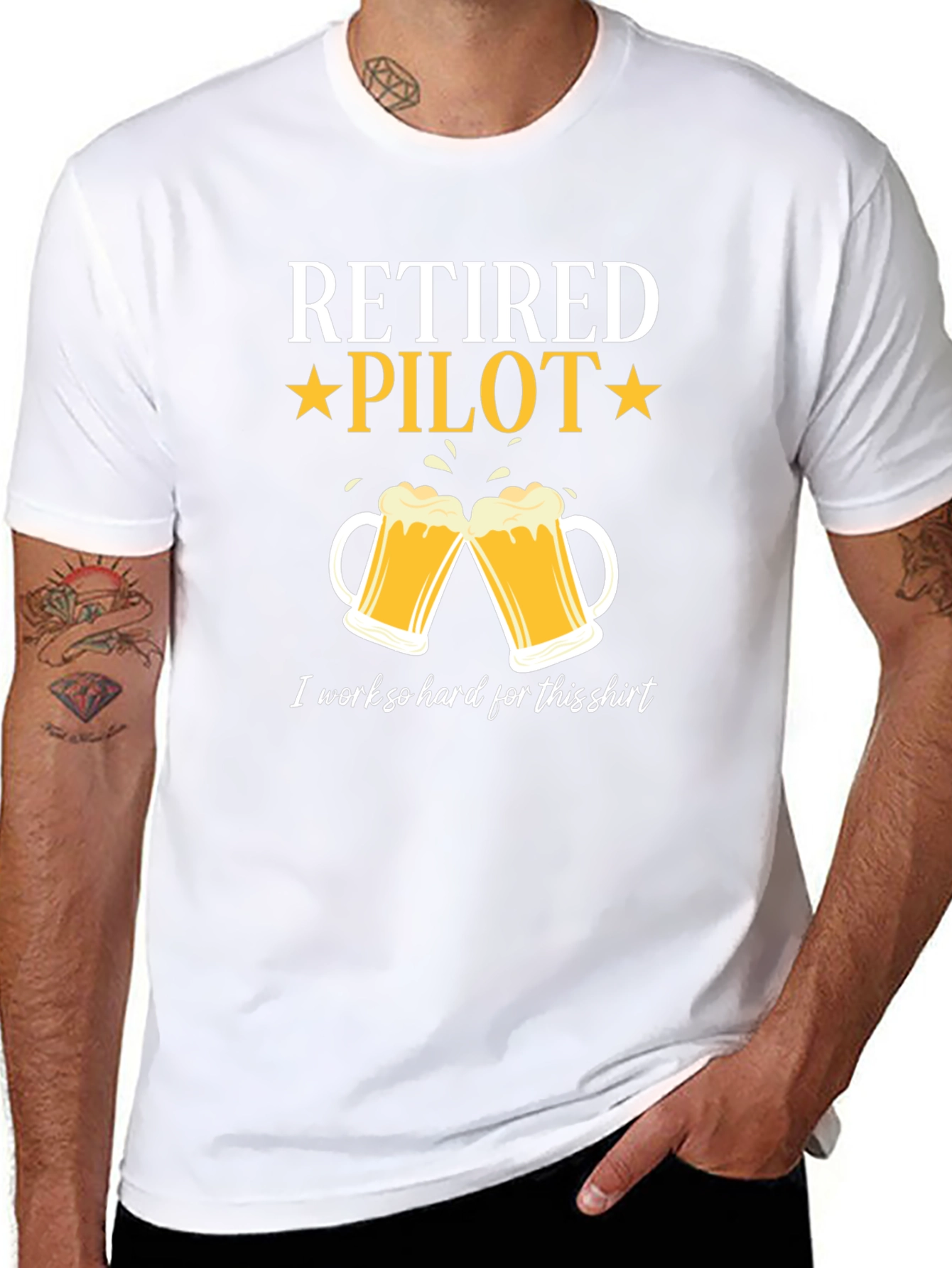 Retired Pilot Beer Mug Graphic T-Shirt