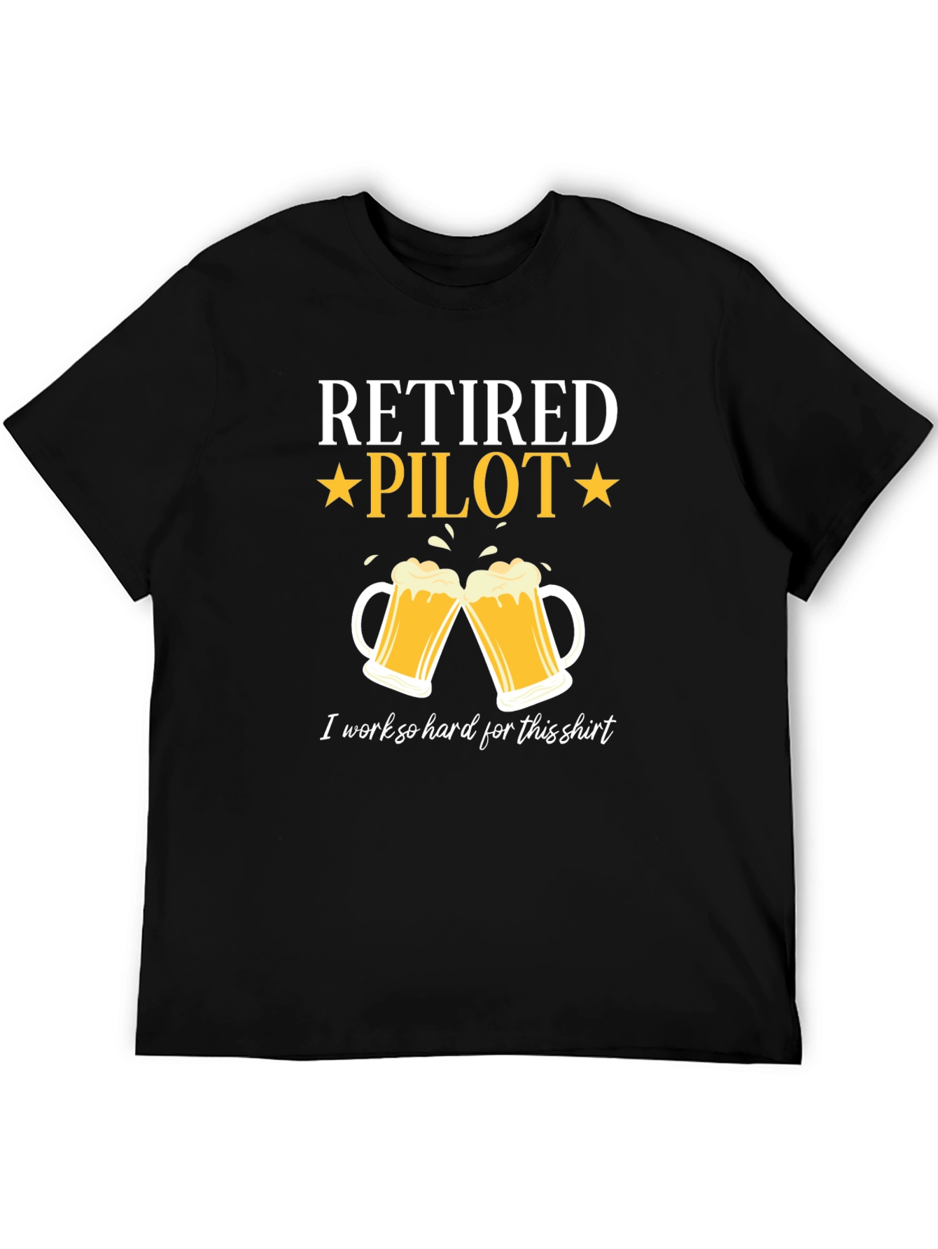 Retired Pilot Beer Mug Graphic T-Shirt