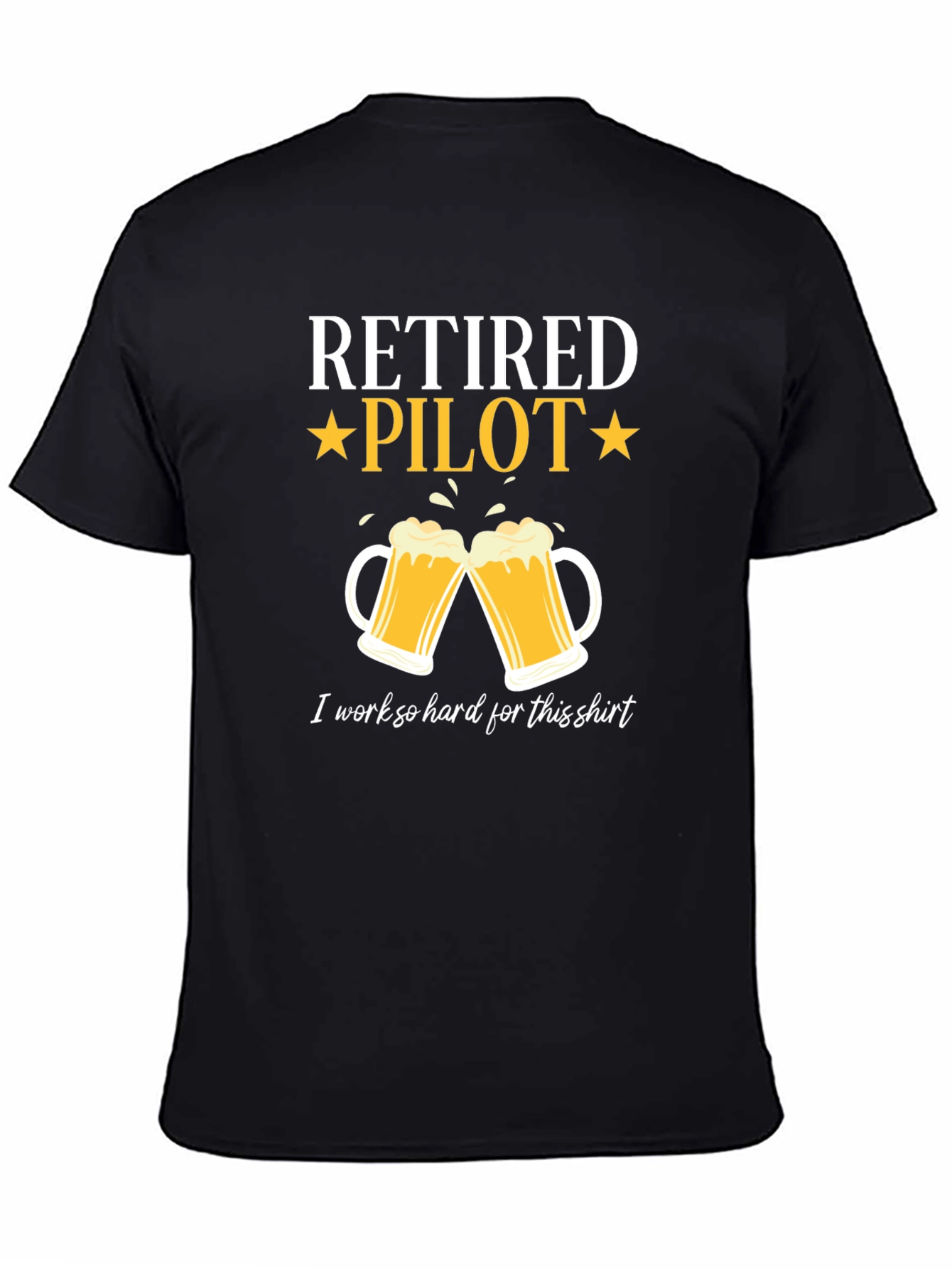 Retired Pilot Beer Mug Graphic T-Shirt