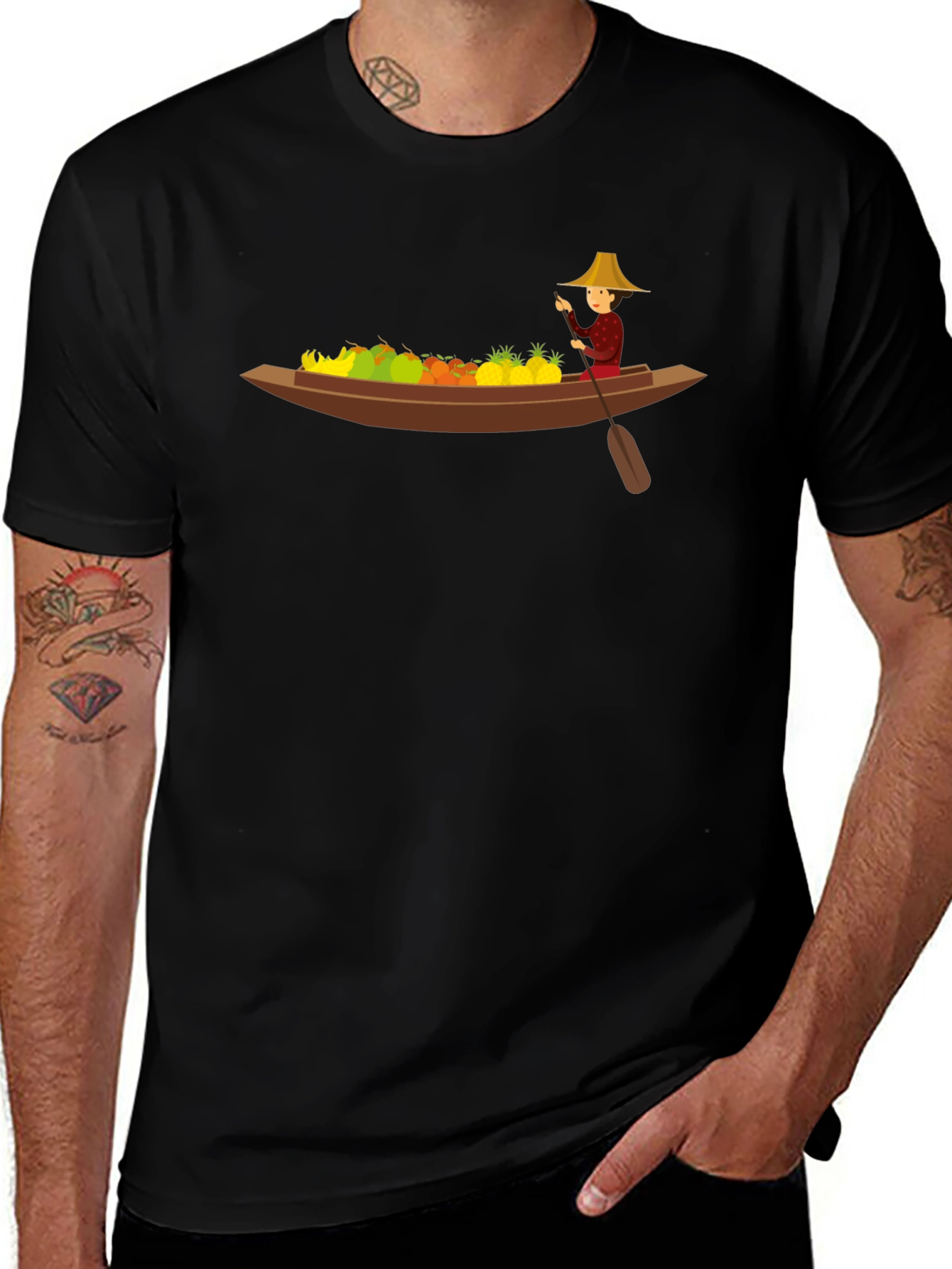 Fruit Boat Graphic Black T-Shirt