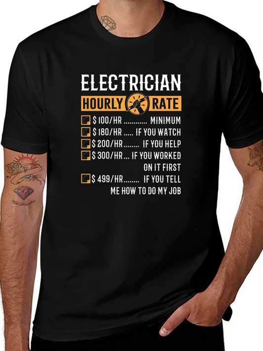 Electrician Hourly Rate Graphic Tee - Funny Job Humor
