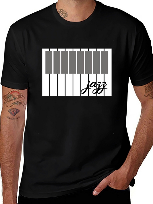 Jazz Piano Keys Graphic T-Shirt - Black