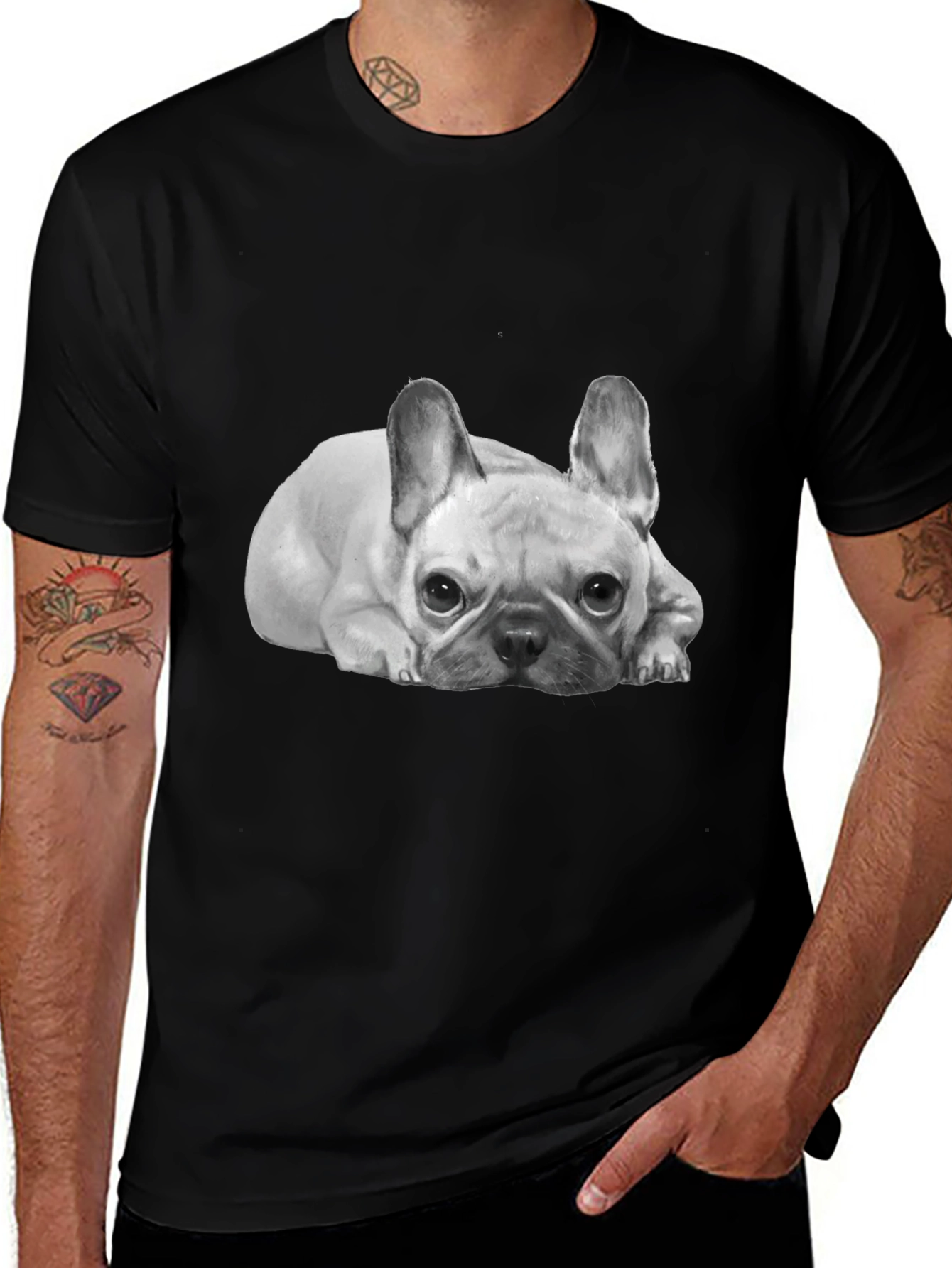 French Bulldog Graphic Tee -  Unisex Black T-Shirt