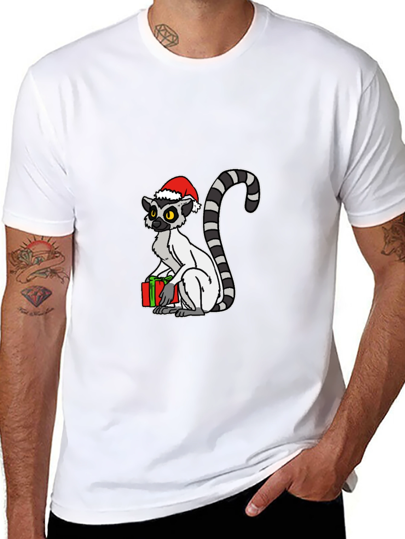 Christmas Lemur Graphic Tee - Holiday Gift