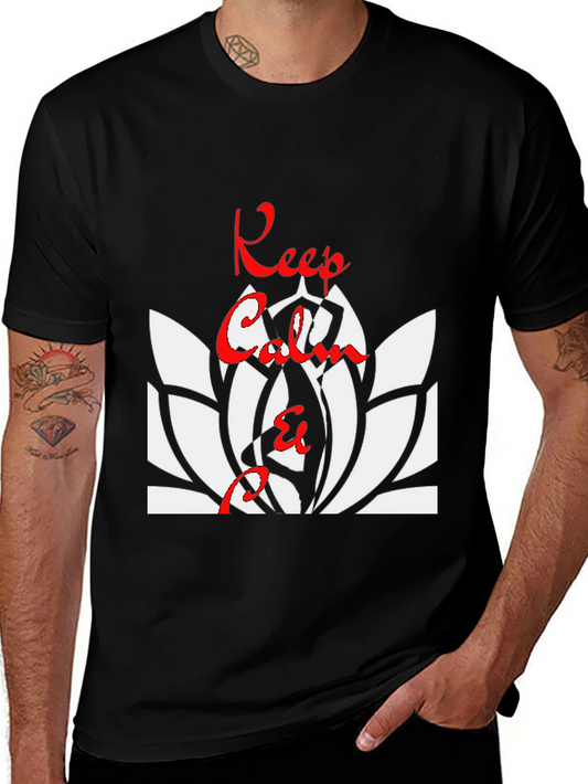 Keep Calm Lotus Flower T-Shirt - Black