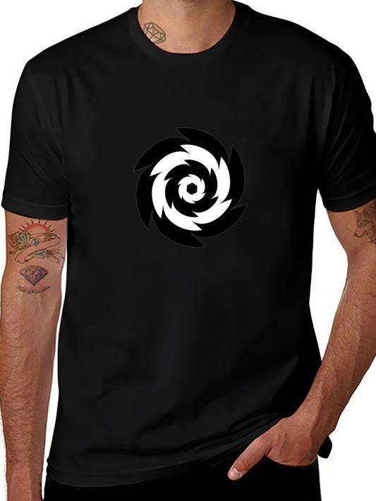 Black Tee with Vortex Graphic