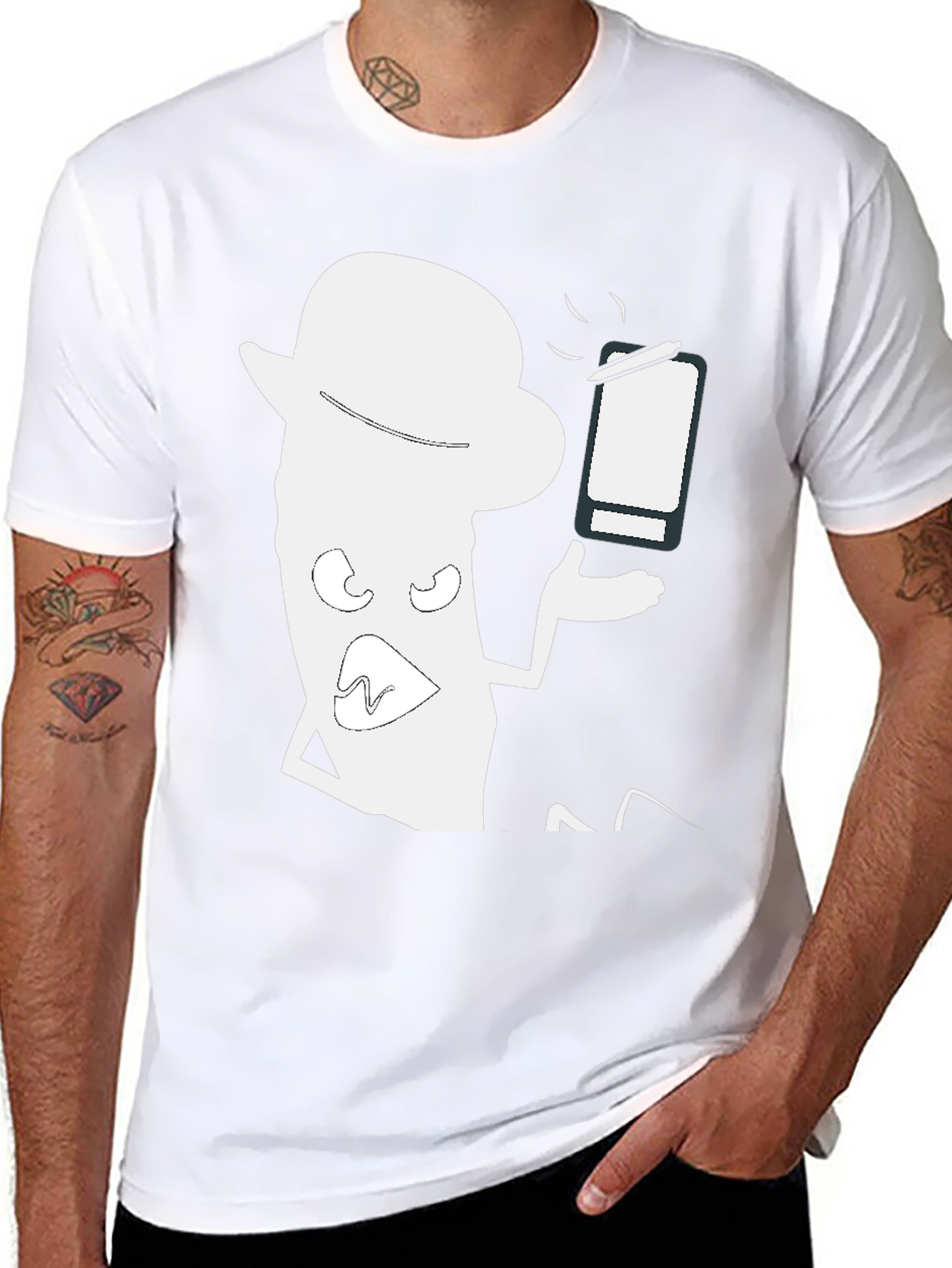 Trendy Black T-Shirt with Funny Cartoon Graphic