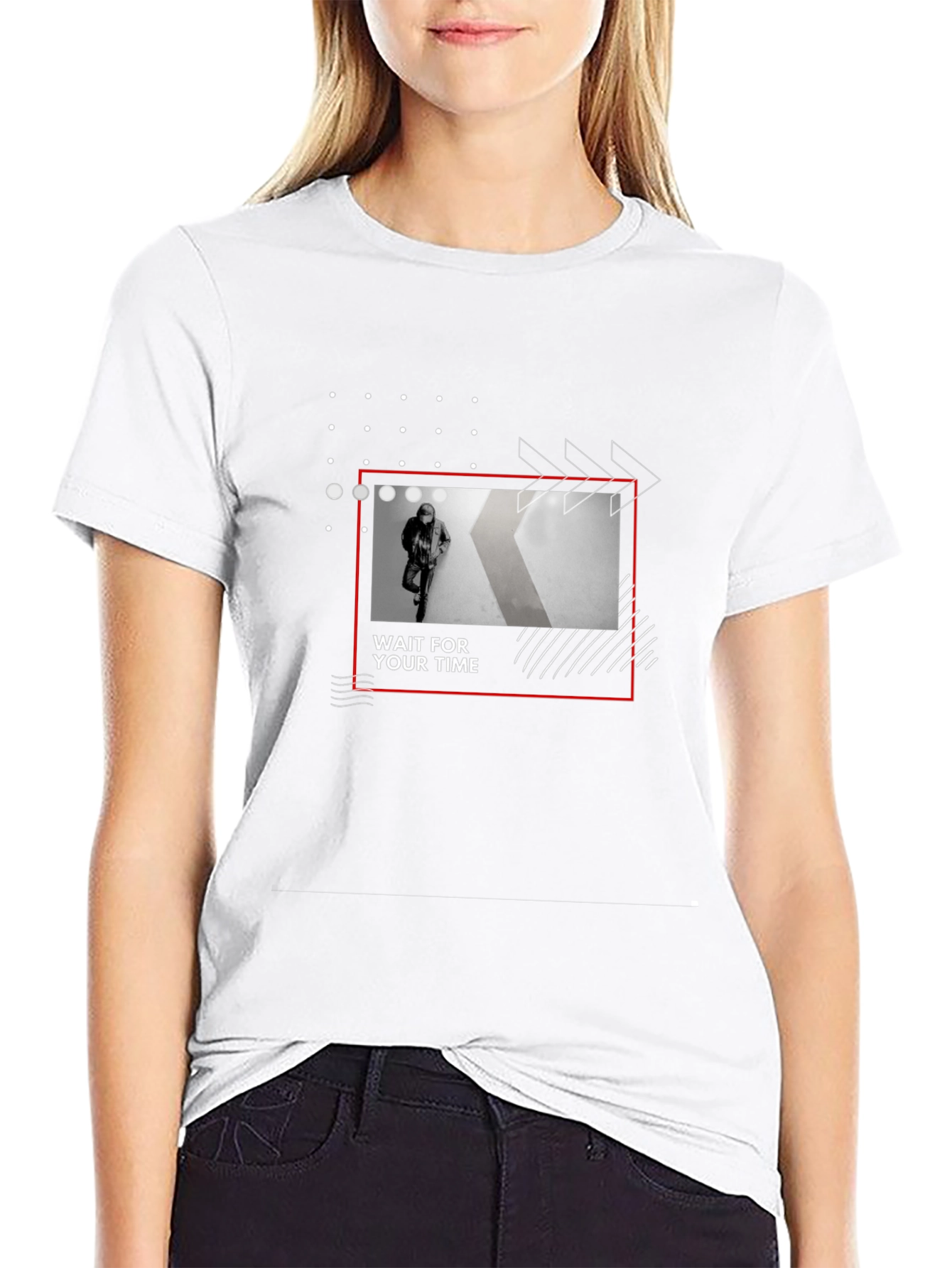 Trendy Wait For Your Time Graphic Black T-Shirt