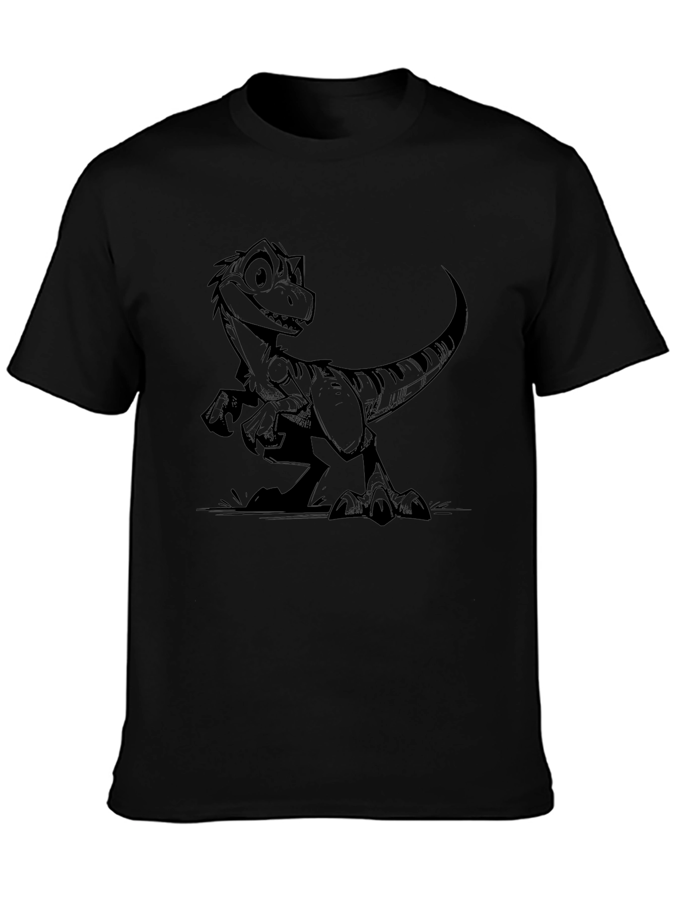Dino Graphic Tee - Black Crew Neck