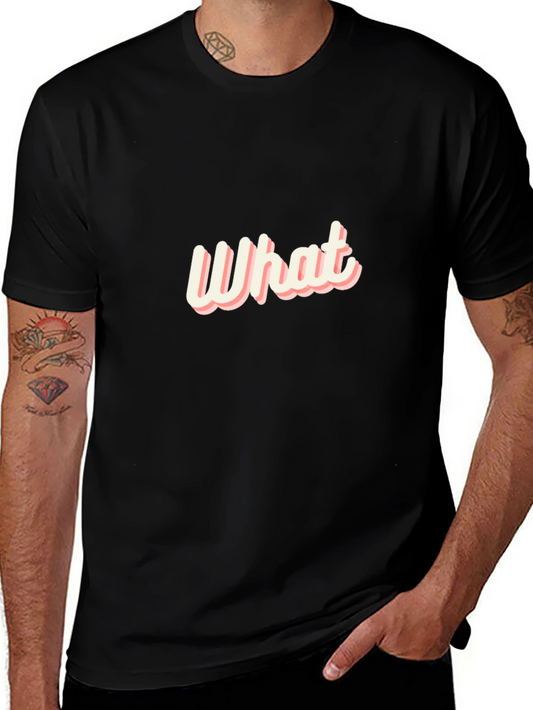 What Graphic Print Mens Black T-Shirt