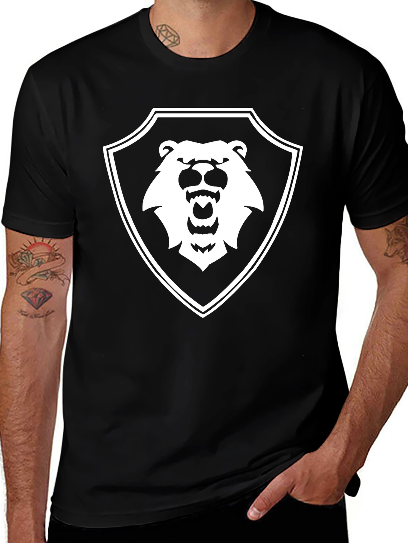 Bear Shield Graphic T-Shirt - Black