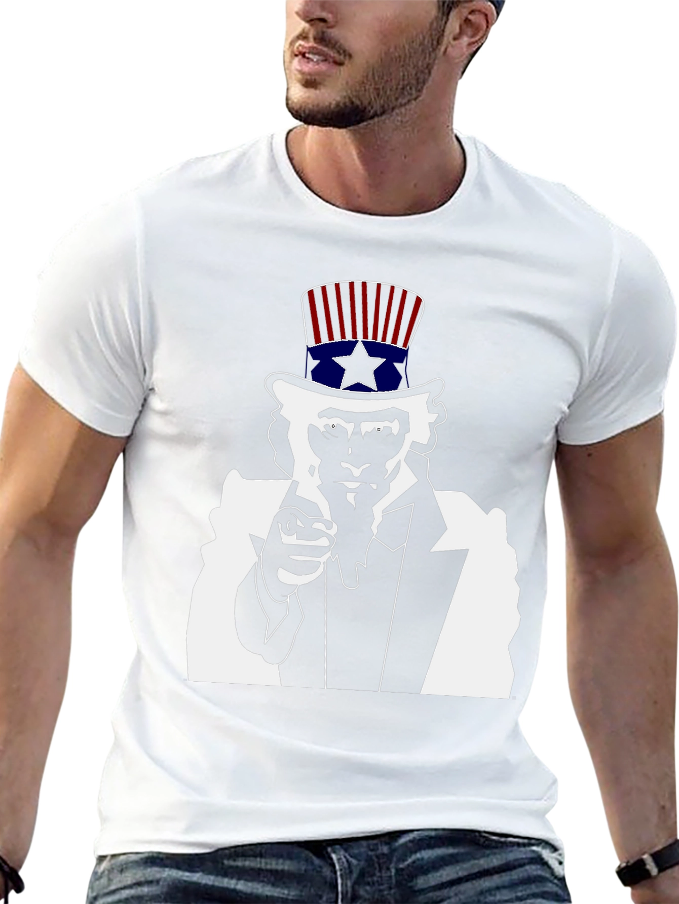 Uncle Sam Graphic Tee - Black Cotton T-Shirt