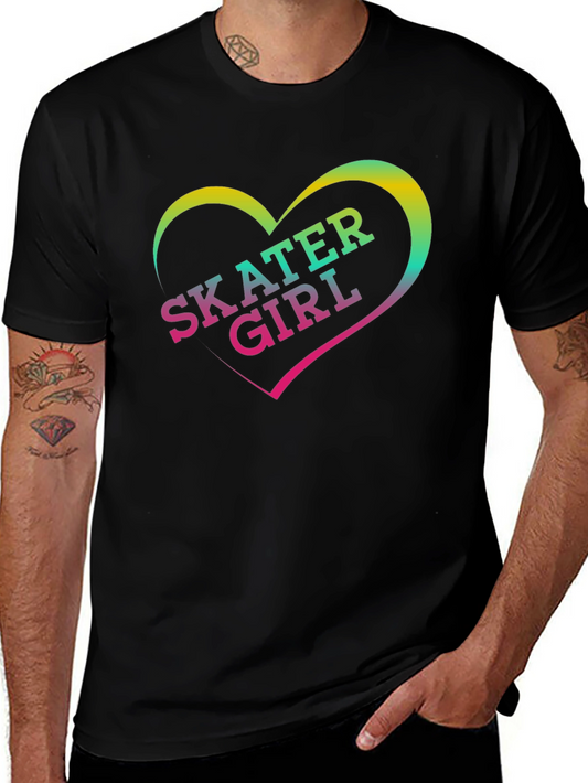 Skater Girl Graphic T-Shirt - Black Cotton Tee