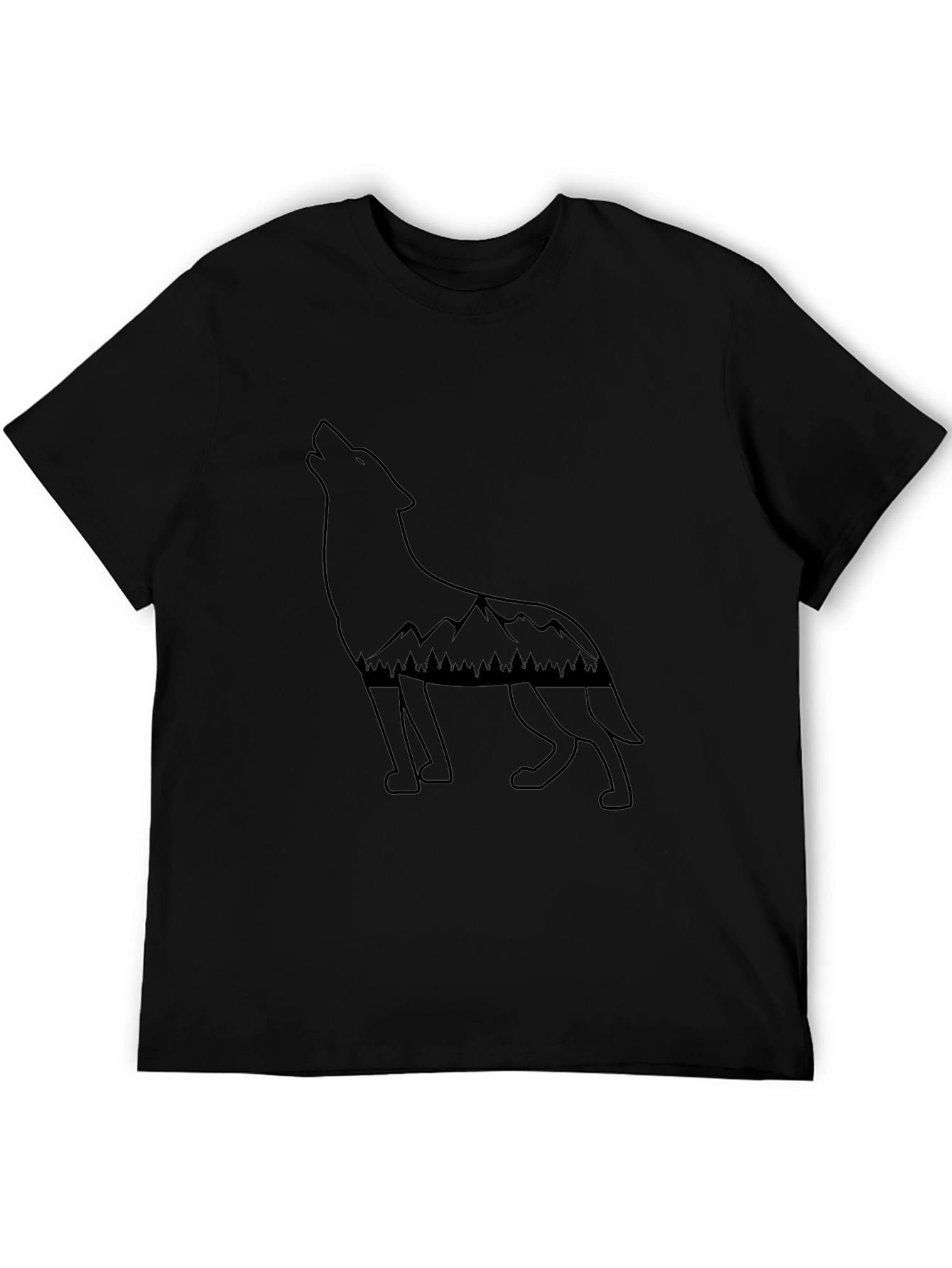 Wolf & Mountain Graphic Tee - Black